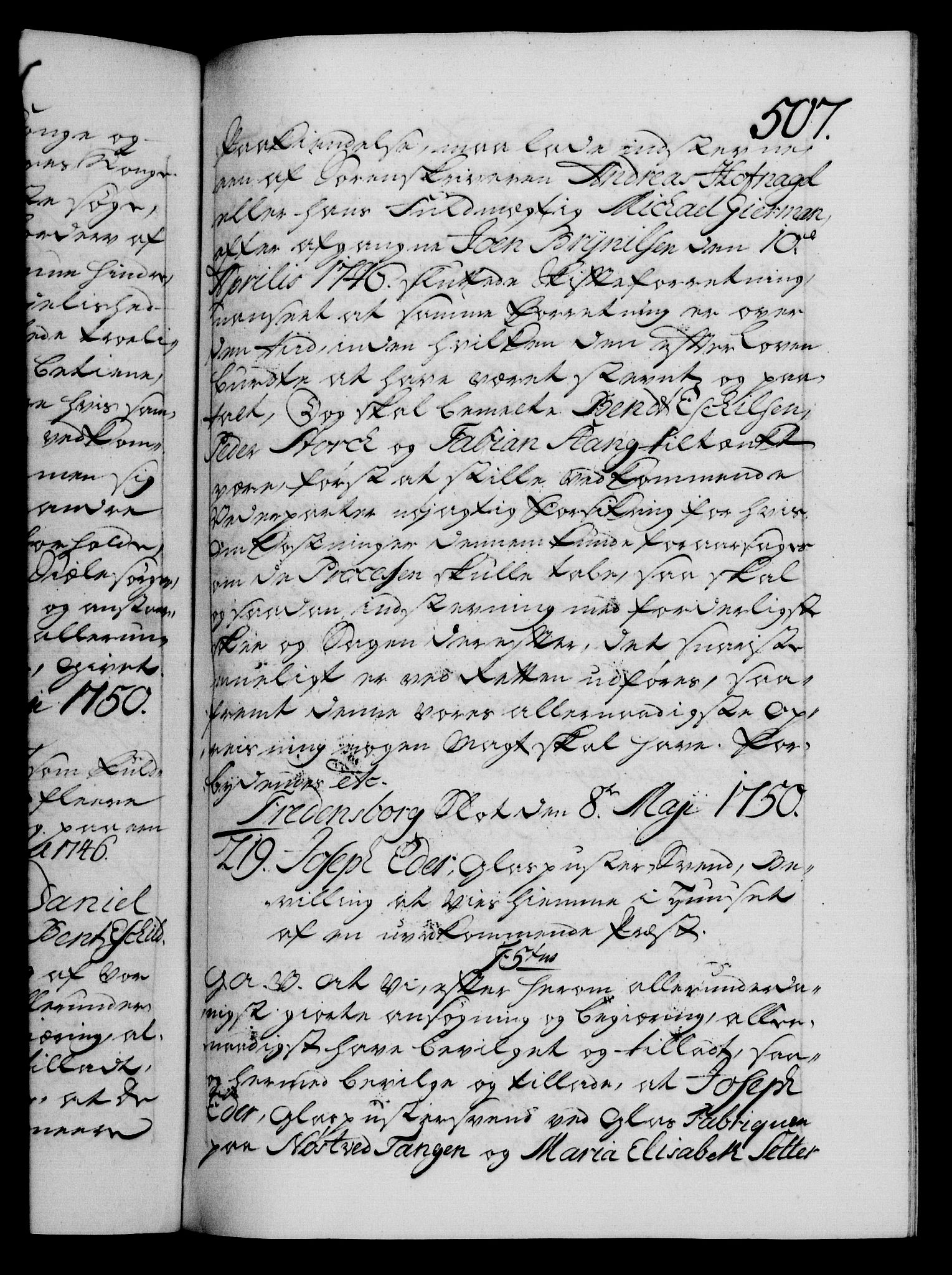 Danske Kanselli 1572-1799, AV/RA-EA-3023/F/Fc/Fca/Fcaa/L0036: Norske registre, 1749-1750, p. 507a