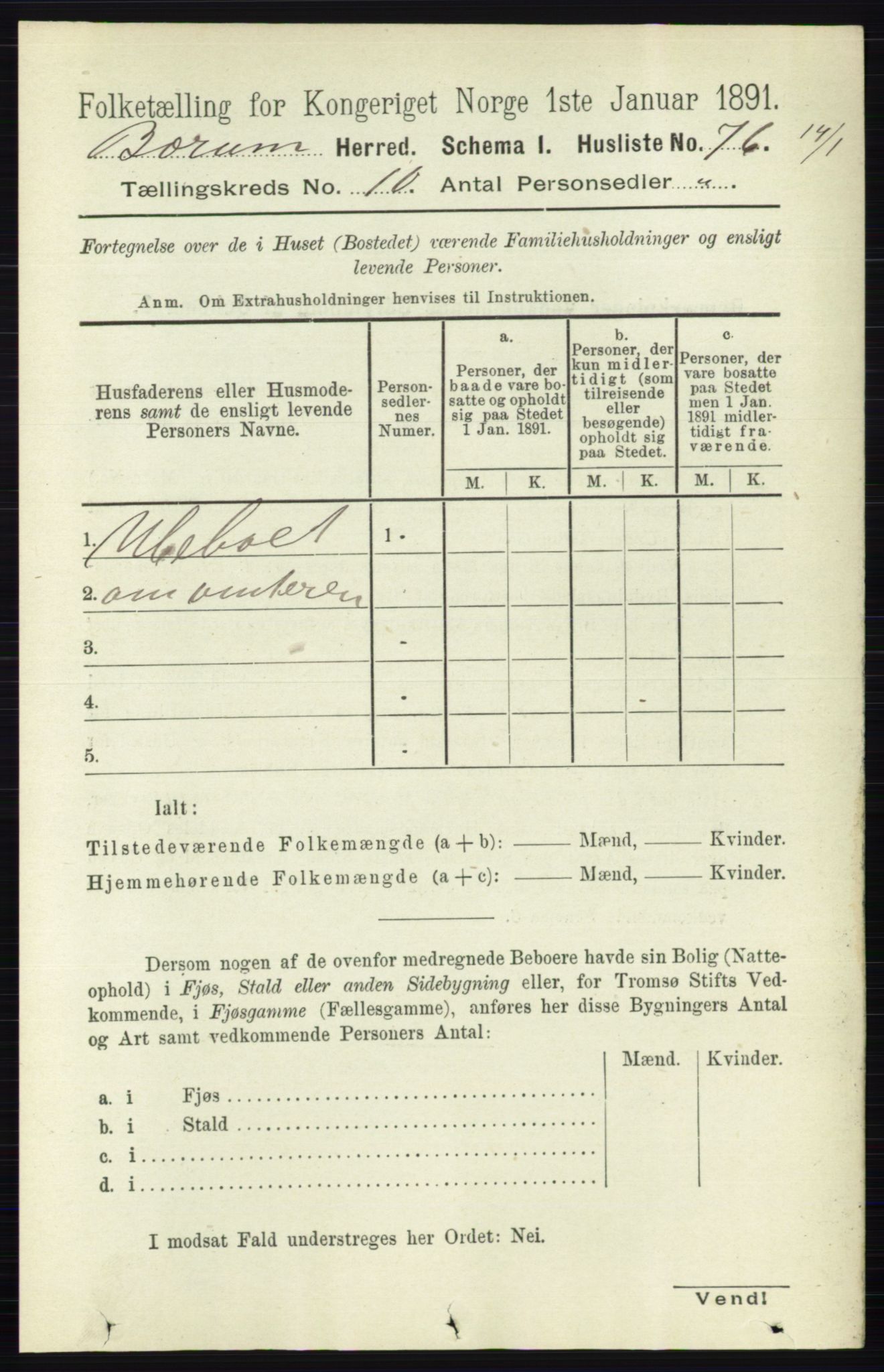 RA, 1891 census for 0219 Bærum, 1891, p. 6360