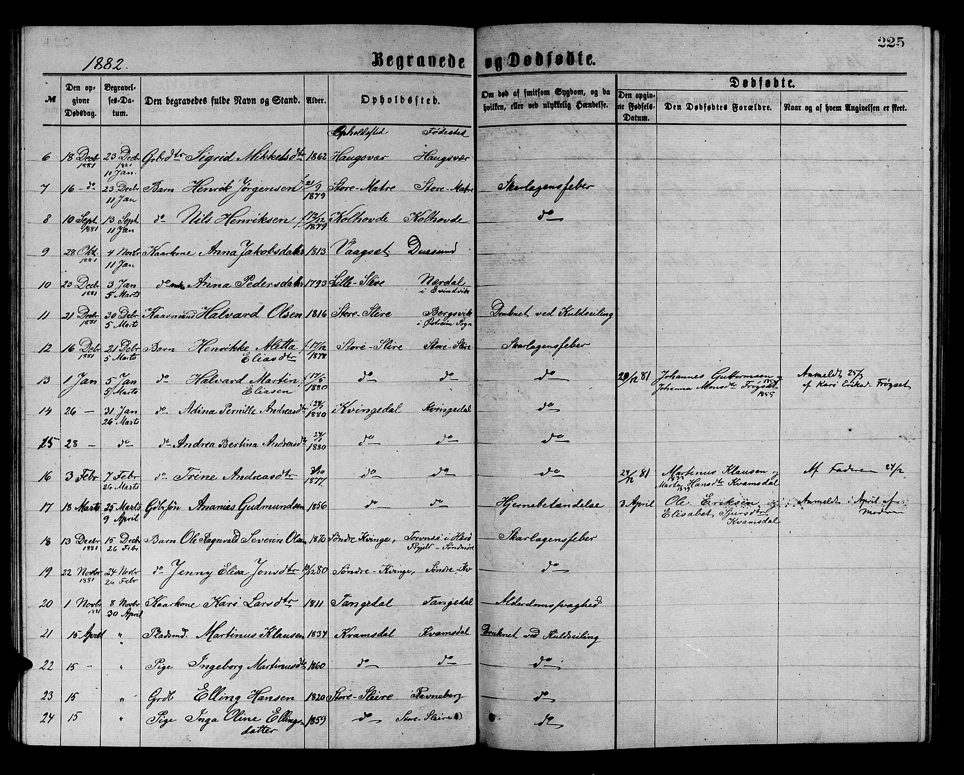 Masfjorden Sokneprestembete, AV/SAB-A-77001: Parish register (copy) no. A 2, 1876-1891, p. 225