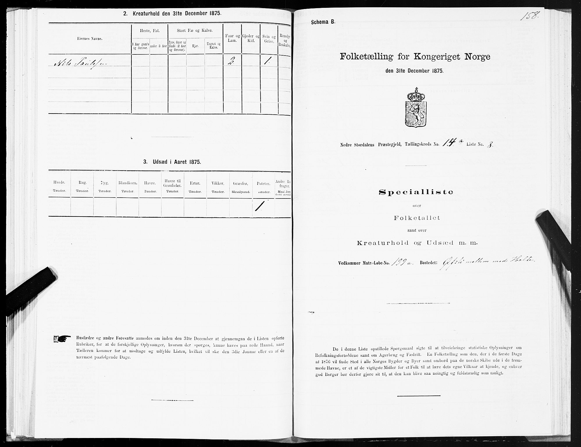 SAT, 1875 census for 1714P Nedre Stjørdal, 1875, p. 7158