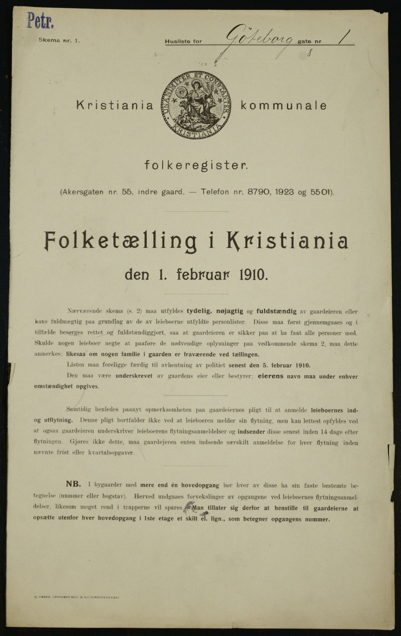 OBA, Municipal Census 1910 for Kristiania, 1910, p. 31336