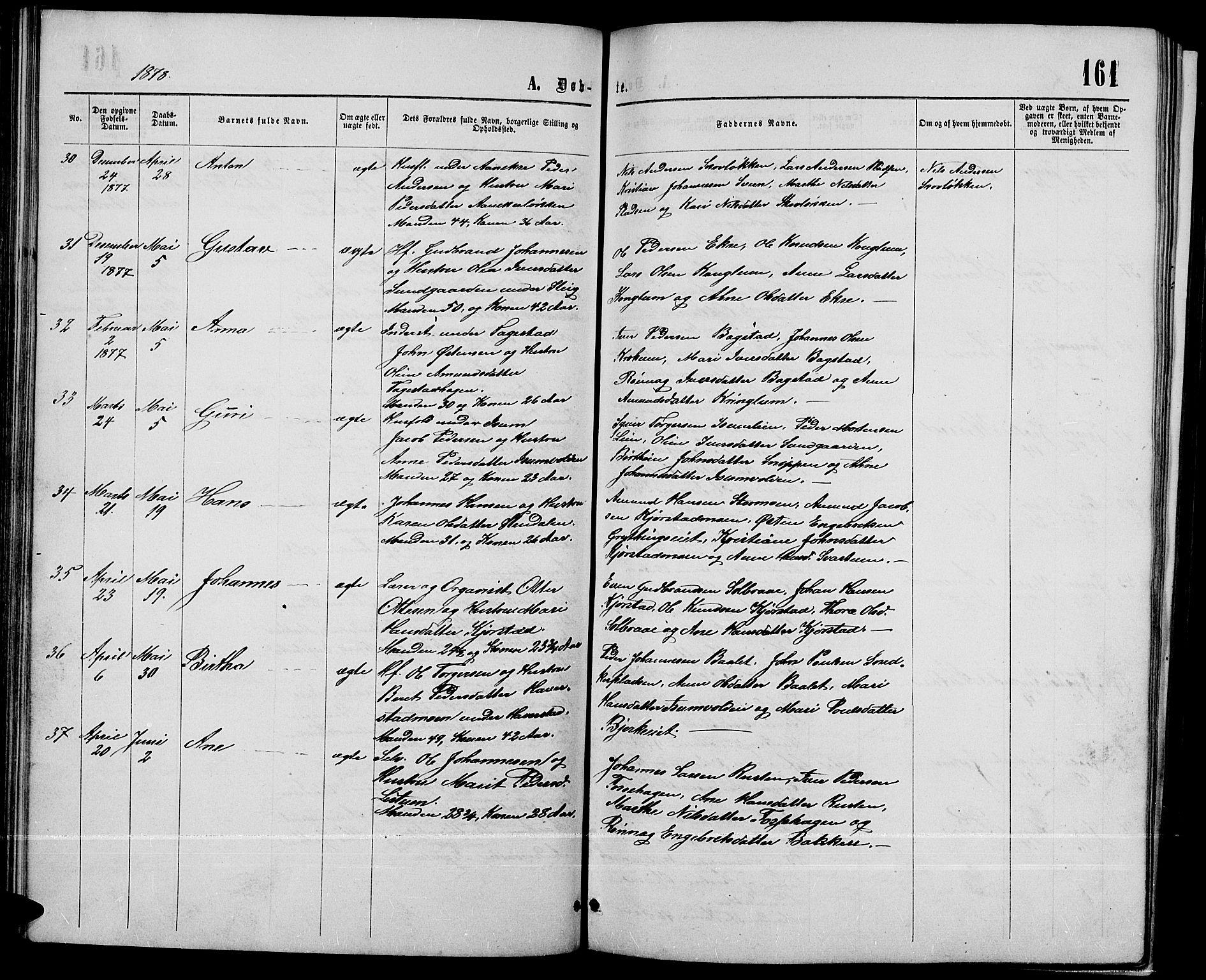 Sør-Fron prestekontor, AV/SAH-PREST-010/H/Ha/Hab/L0002: Parish register (copy) no. 2, 1864-1883, p. 161