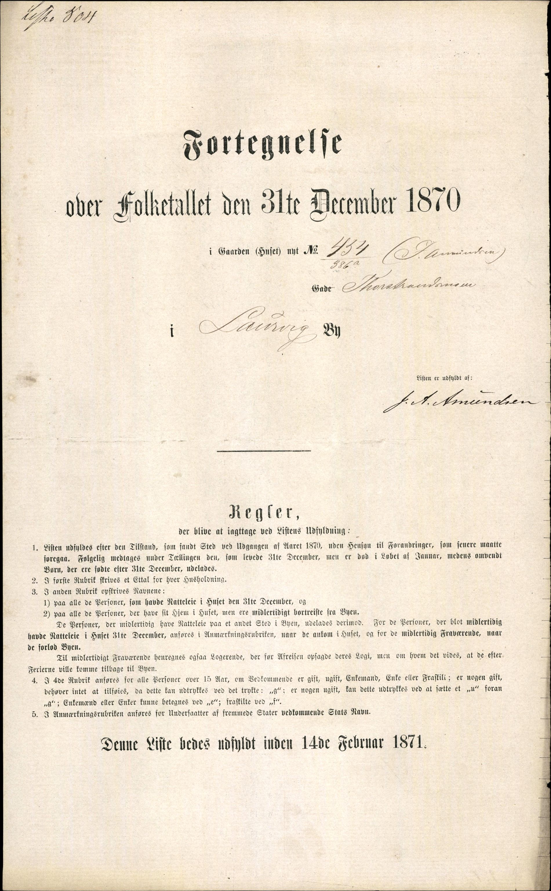 RA, 1870 census for 0707 Larvik, 1870, p. 1029