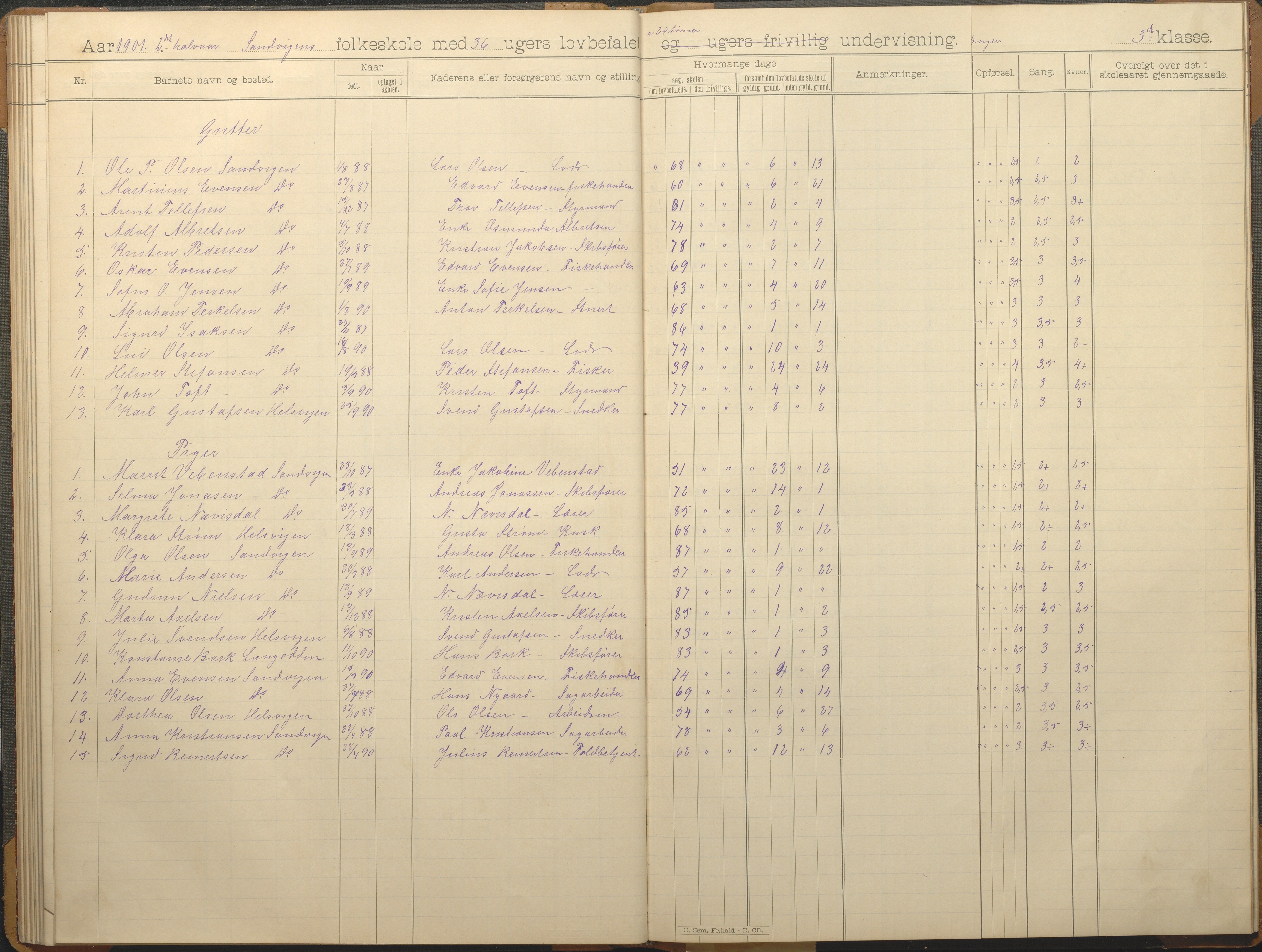 Hisøy kommune frem til 1991, AAKS/KA0922-PK/33/L0006: Skoleprotokoll, 1892-1902