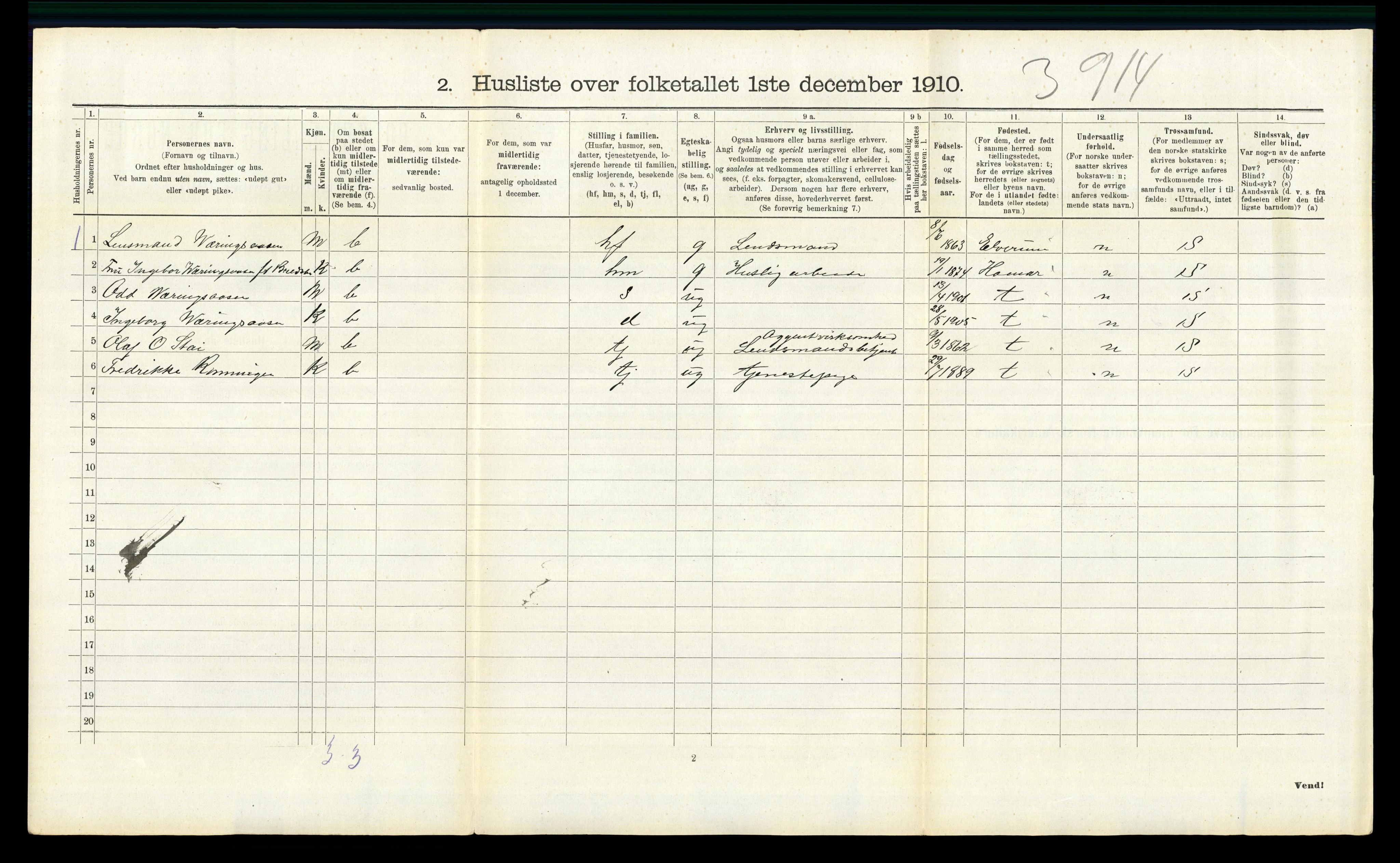 RA, 1910 census for Stor-Elvdal, 1910, p. 550