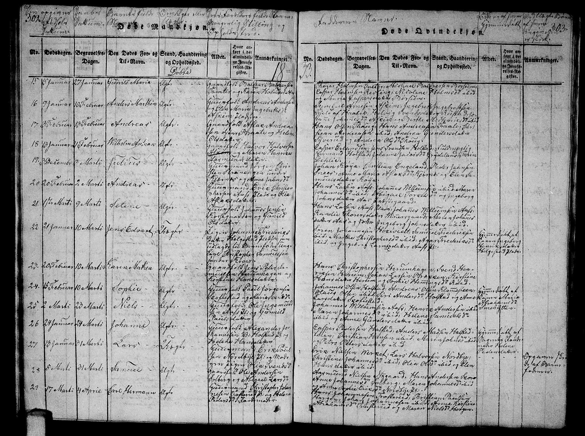 Ås prestekontor Kirkebøker, AV/SAO-A-10894/G/Ga/L0002: Parish register (copy) no. I 2, 1820-1836, p. 302-303