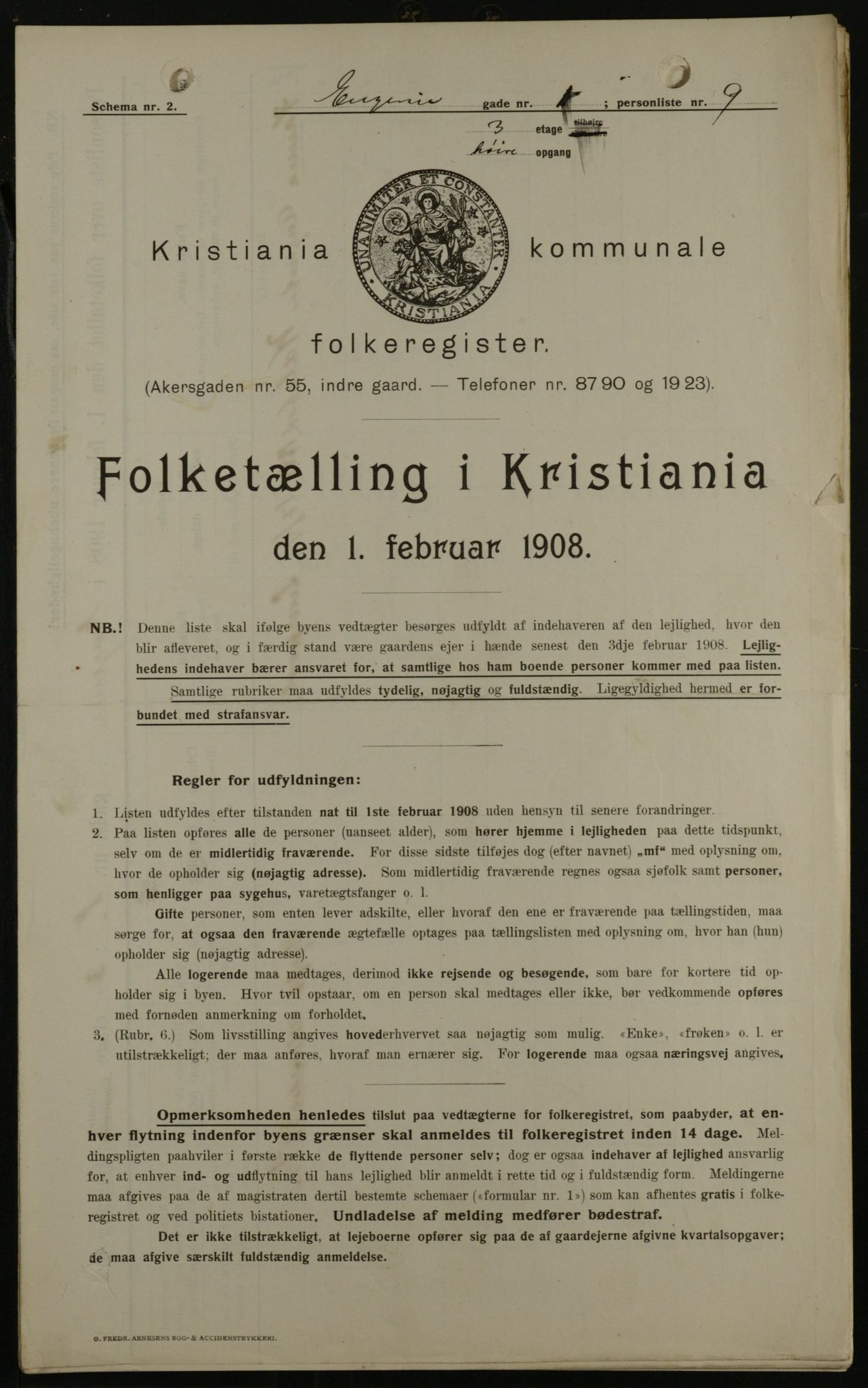 OBA, Municipal Census 1908 for Kristiania, 1908, p. 20596