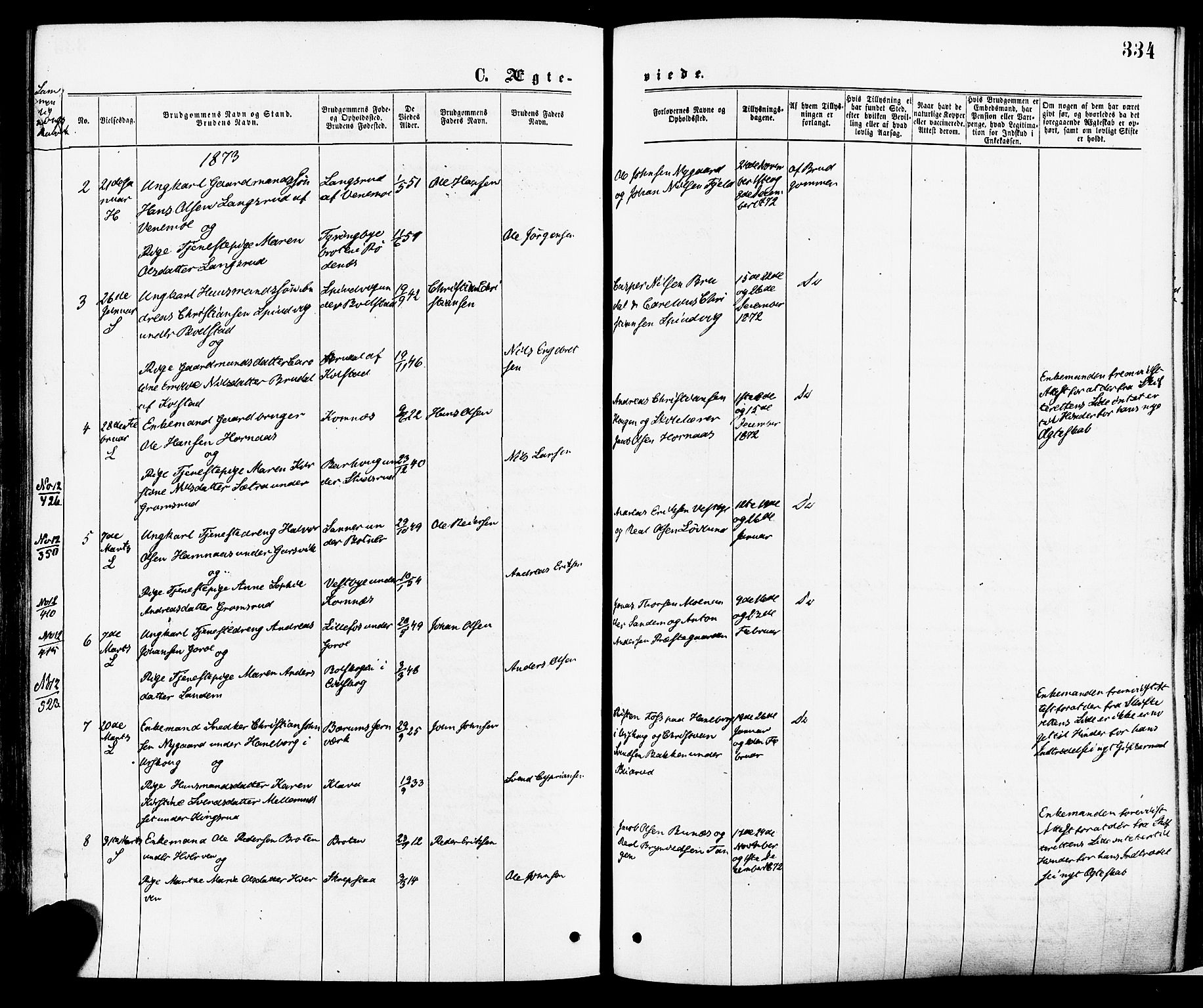 Høland prestekontor Kirkebøker, SAO/A-10346a/F/Fa/L0012.a: Parish register (official) no. I 12A, 1869-1879, p. 334