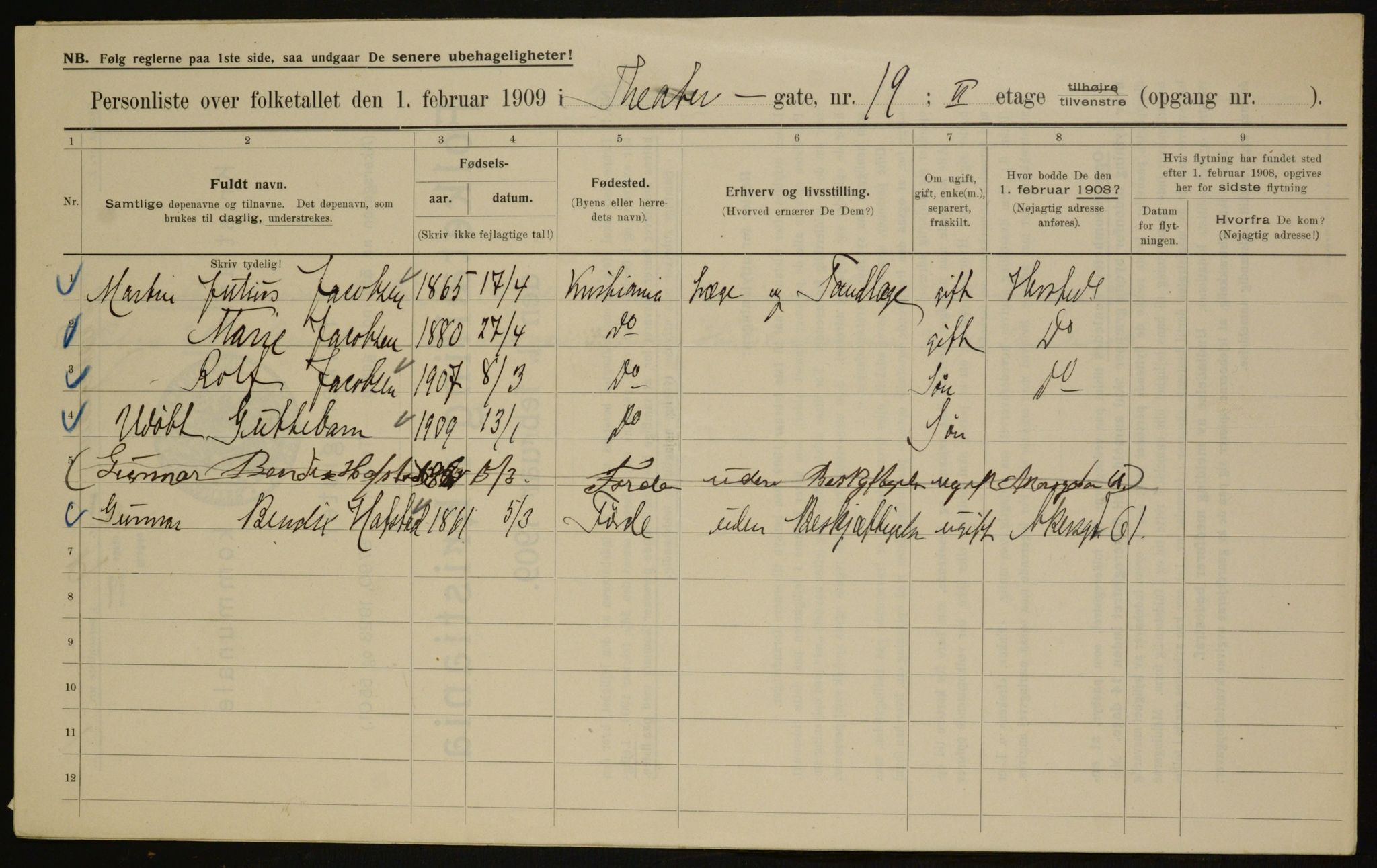 OBA, Municipal Census 1909 for Kristiania, 1909, p. 97247