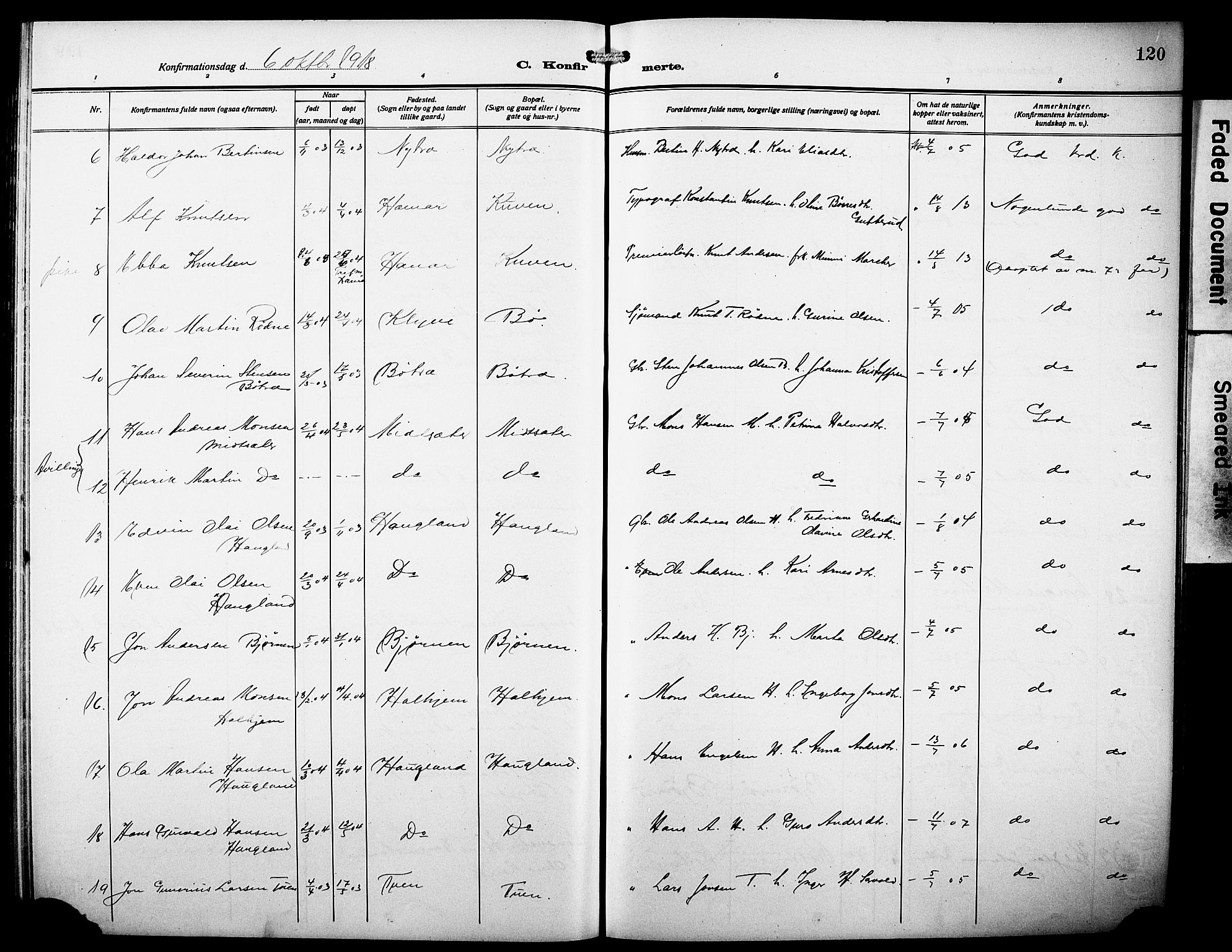 Os sokneprestembete, AV/SAB-A-99929: Parish register (copy) no. A 4, 1914-1923, p. 120