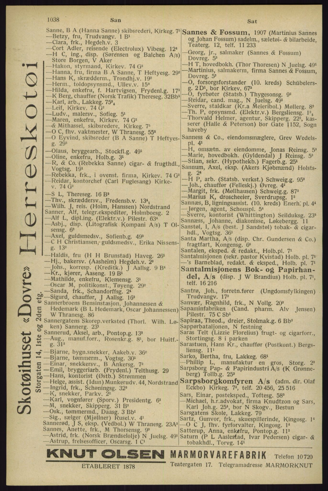 Kristiania/Oslo adressebok, PUBL/-, 1929, p. 1038