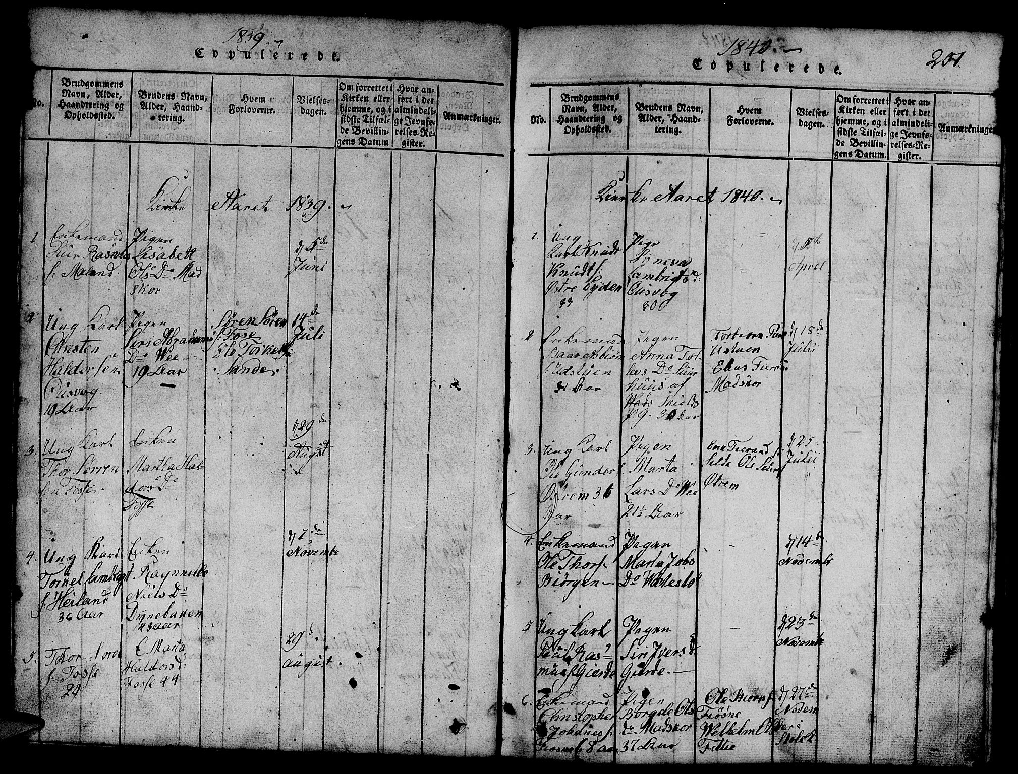 Etne sokneprestembete, SAB/A-75001/H/Hab: Parish register (copy) no. B 1, 1815-1850, p. 201