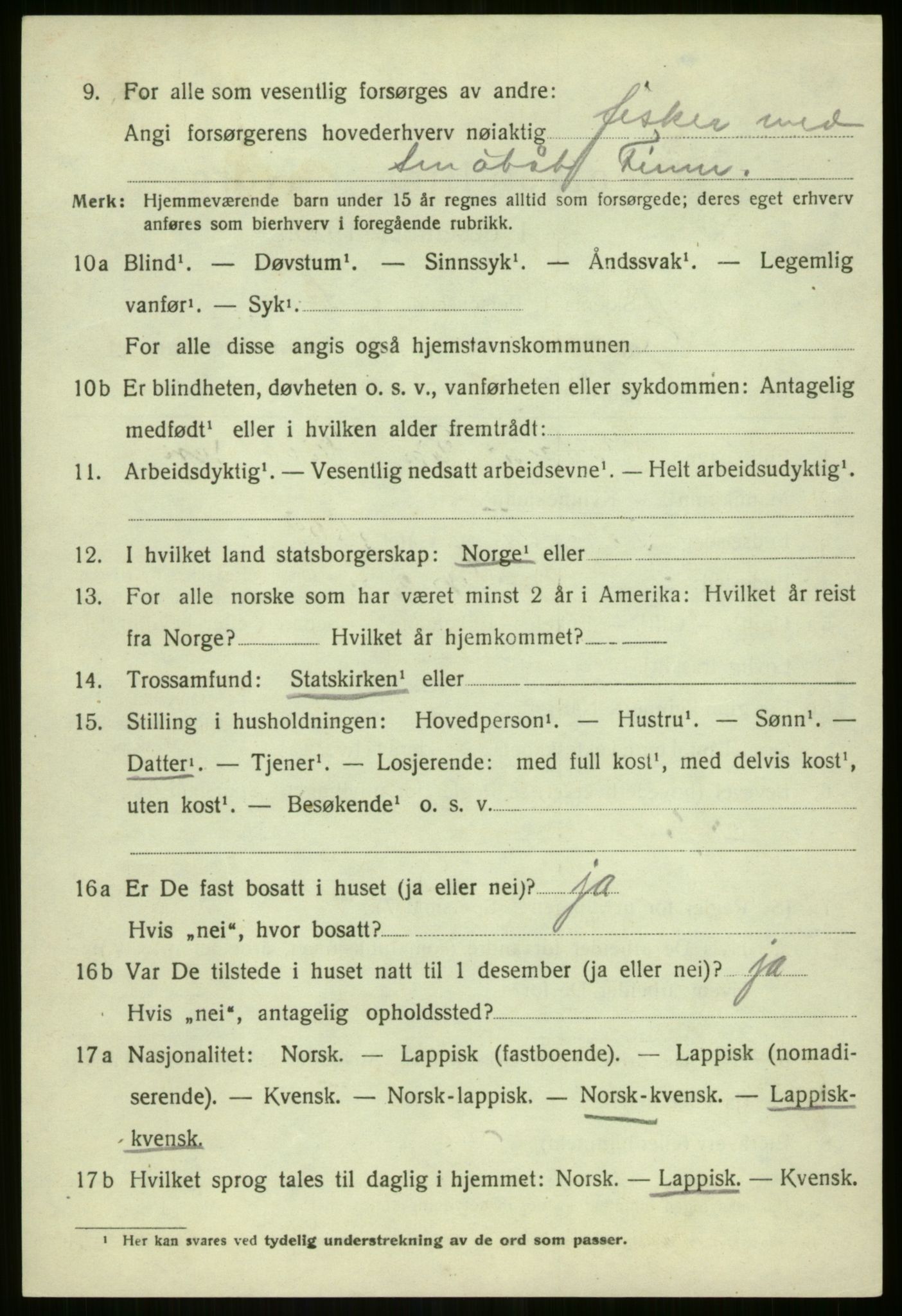 SATØ, 1920 census for Lyngen, 1920, p. 4014