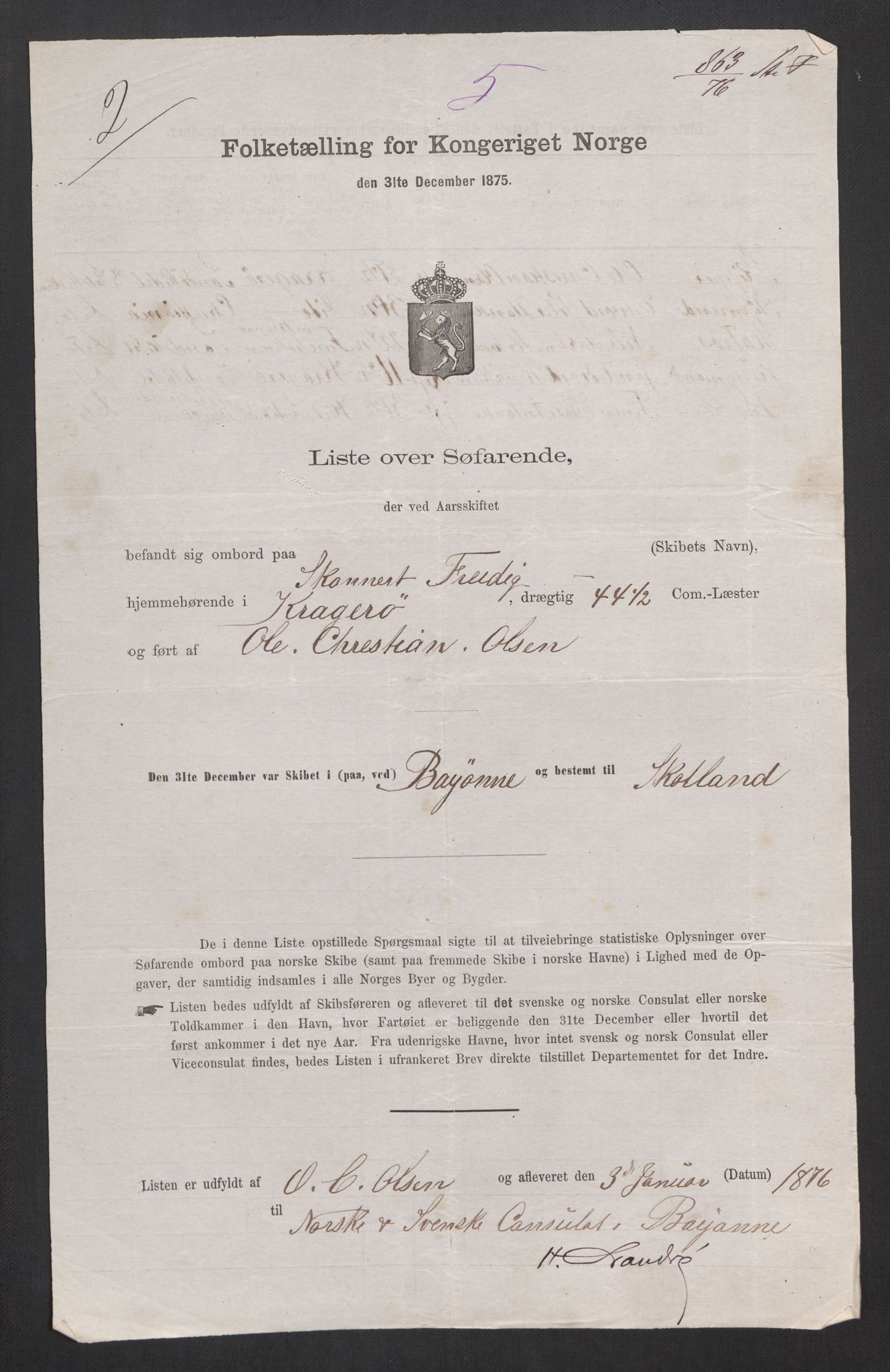 RA, 1875 census, lists of crew on ships: Ships in ports abroad, 1875, p. 629