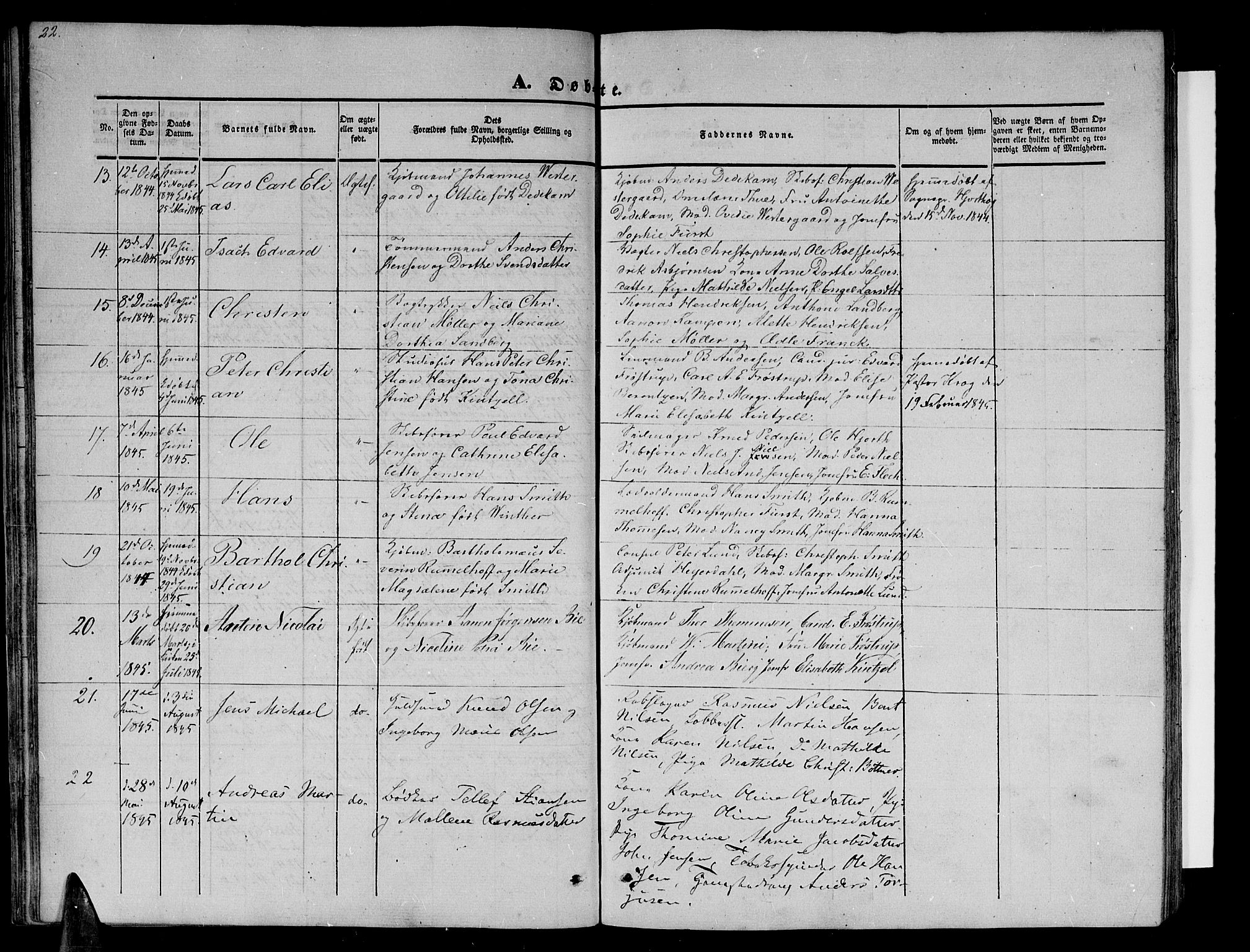 Arendal sokneprestkontor, Trefoldighet, AV/SAK-1111-0040/F/Fb/L0002: Parish register (copy) no. B 2, 1838-1860, p. 22