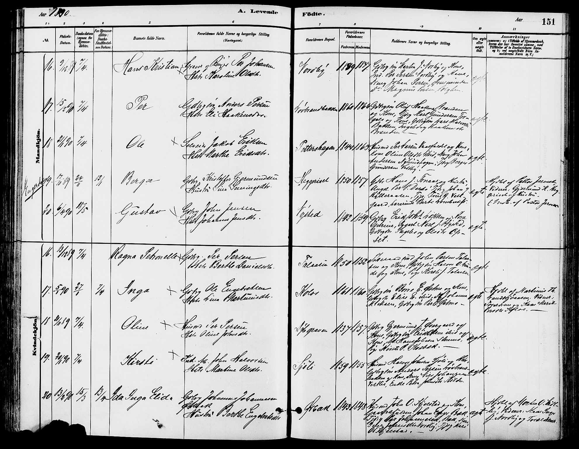 Trysil prestekontor, AV/SAH-PREST-046/H/Ha/Haa/L0008: Parish register (official) no. 8, 1881-1897, p. 151