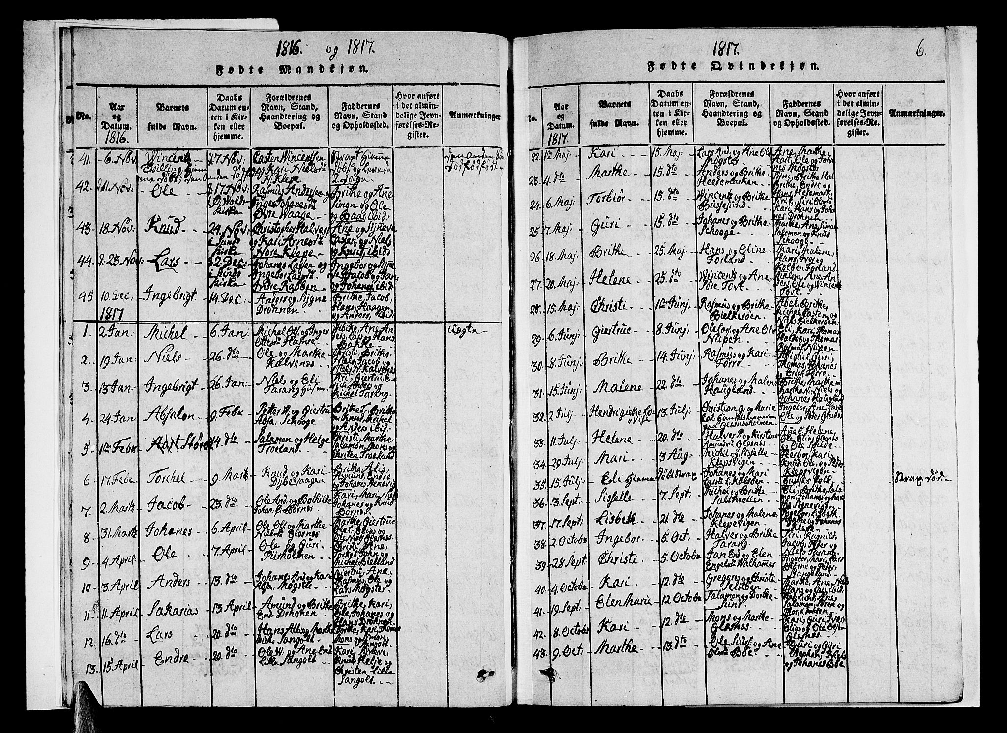 Sund sokneprestembete, AV/SAB-A-99930: Parish register (copy) no. A 1, 1816-1827, p. 6