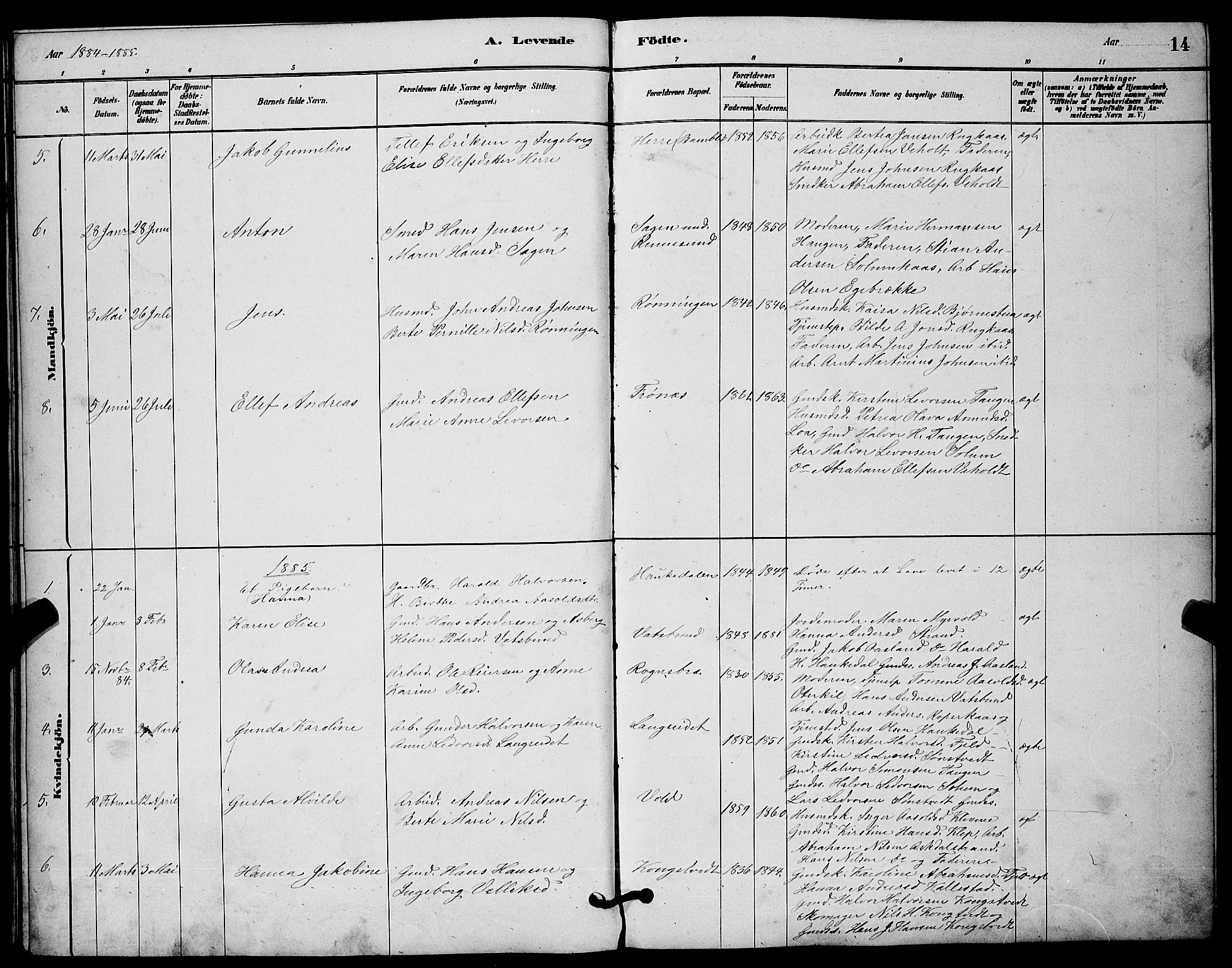Solum kirkebøker, SAKO/A-306/G/Gc/L0001: Parish register (copy) no. III 1, 1880-1902, p. 14