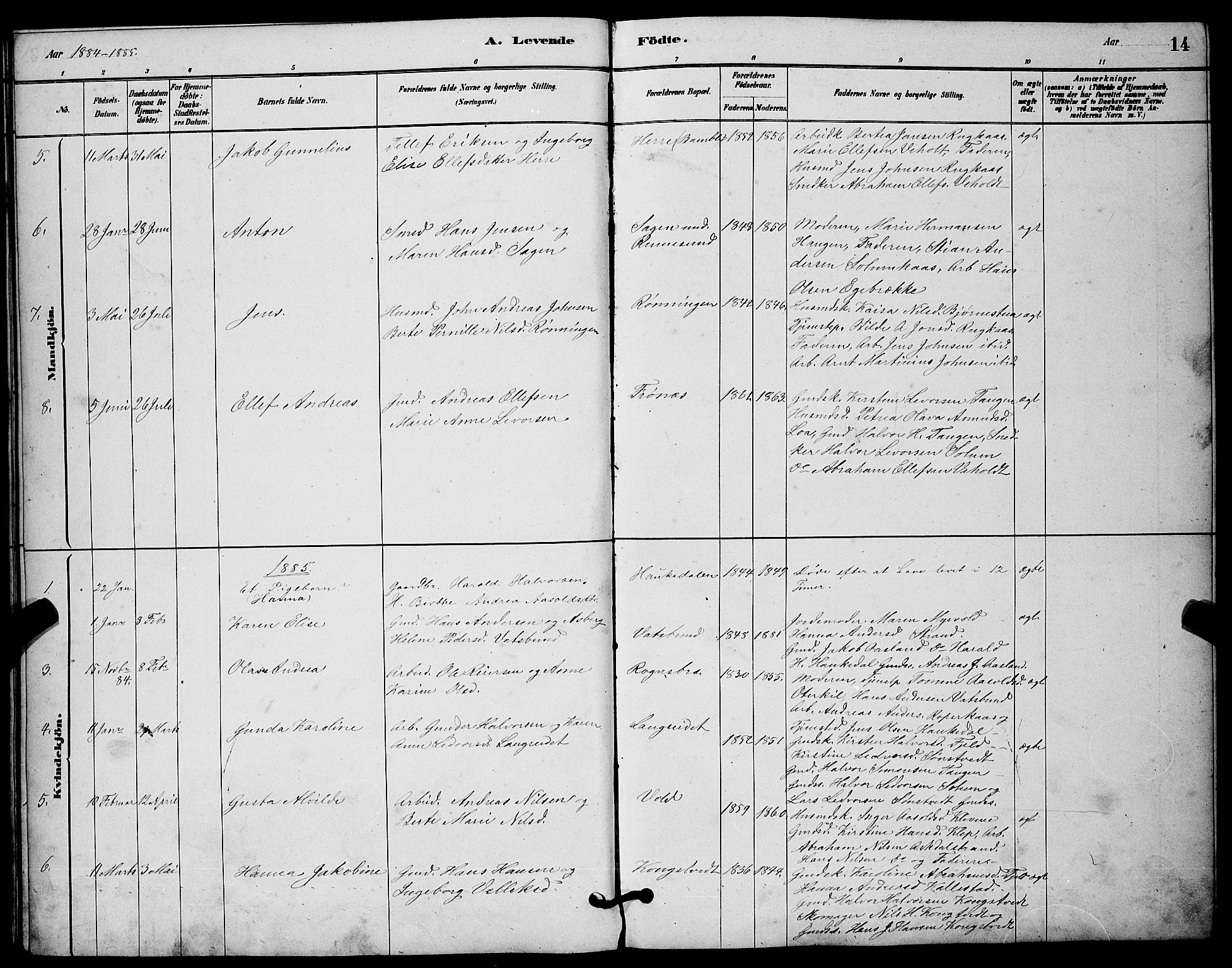 Solum kirkebøker, AV/SAKO-A-306/G/Gc/L0001: Parish register (copy) no. III 1, 1880-1902, p. 14