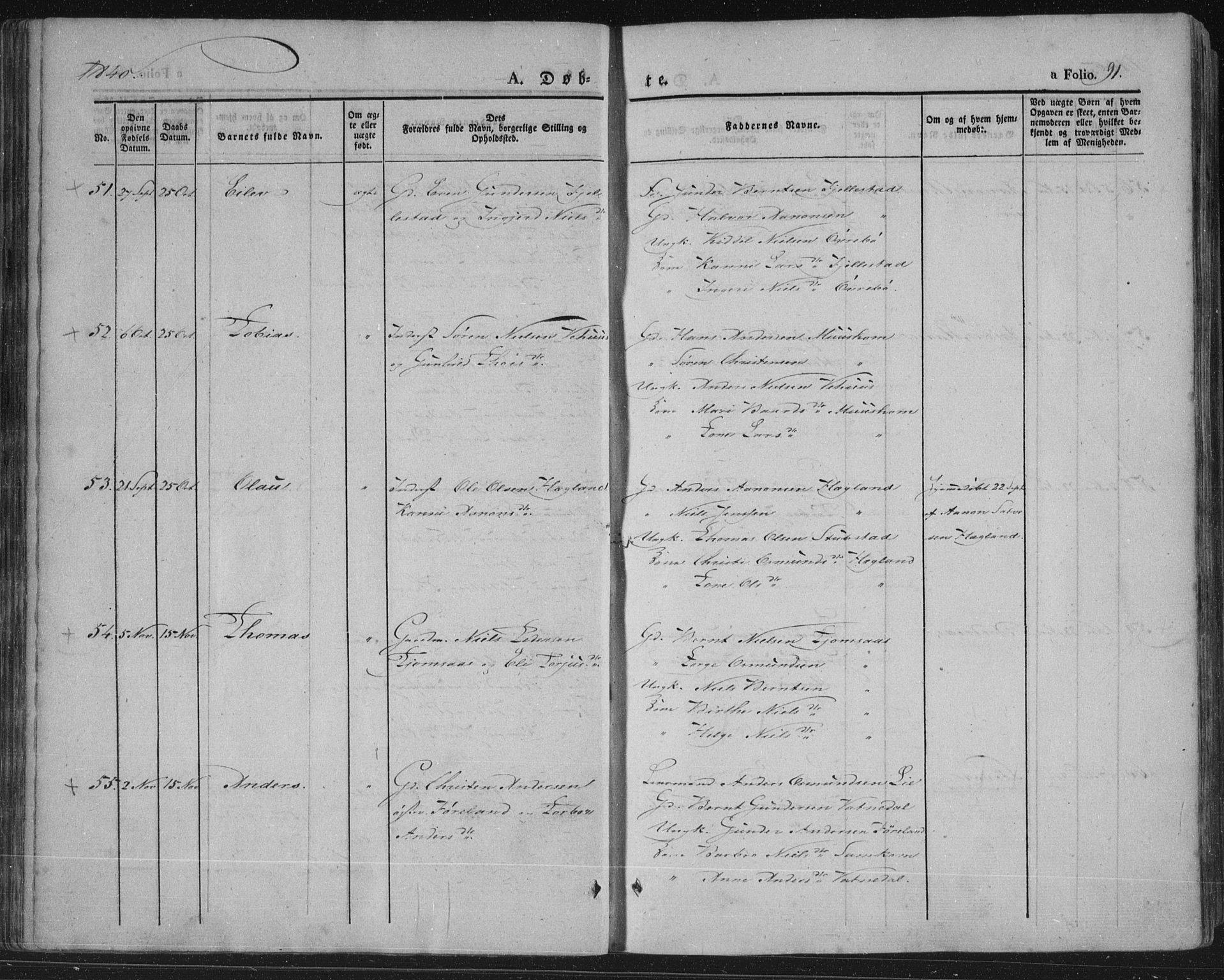 Vennesla sokneprestkontor, AV/SAK-1111-0045/Fa/Fac/L0004: Parish register (official) no. A 4, 1834-1855, p. 91