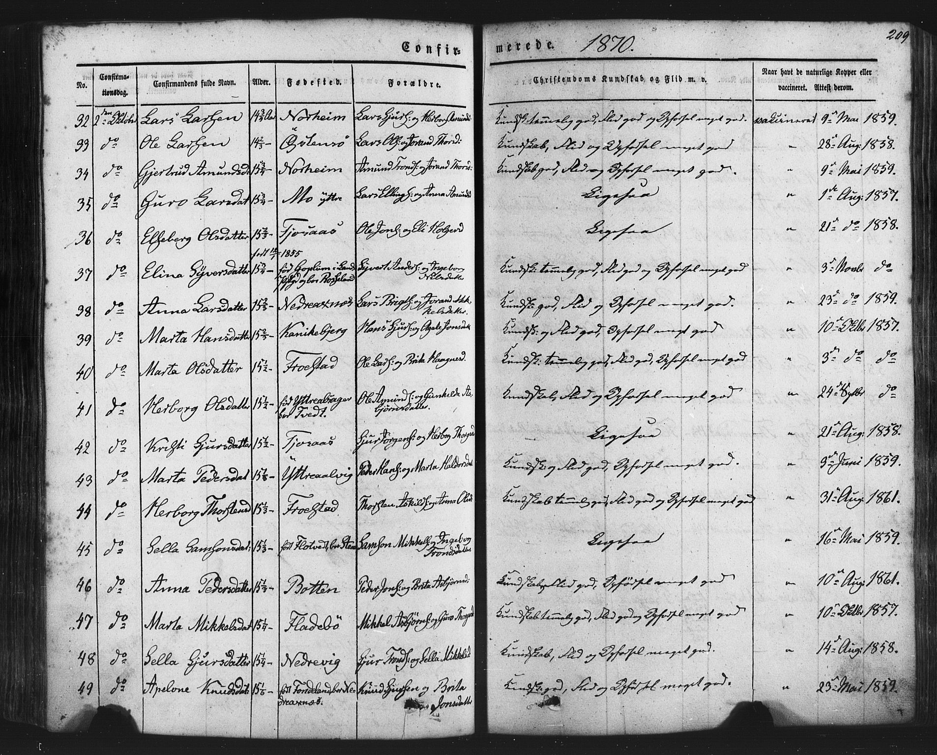 Kvam sokneprestembete, AV/SAB-A-76201/H/Haa: Parish register (official) no. A 9, 1864-1879, p. 209