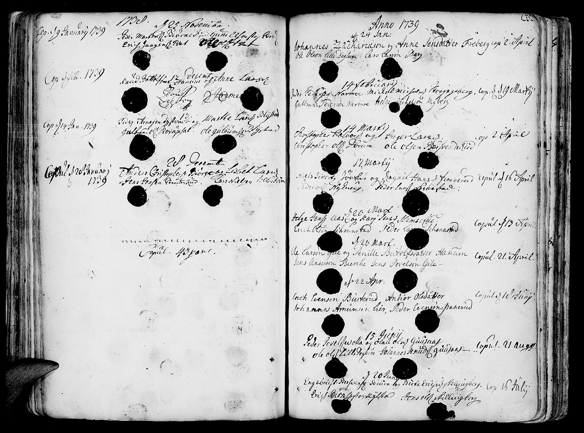 Vang prestekontor, Hedmark, SAH/PREST-008/H/Ha/Haa/L0003: Parish register (official) no. 3, 1734-1809, p. 352