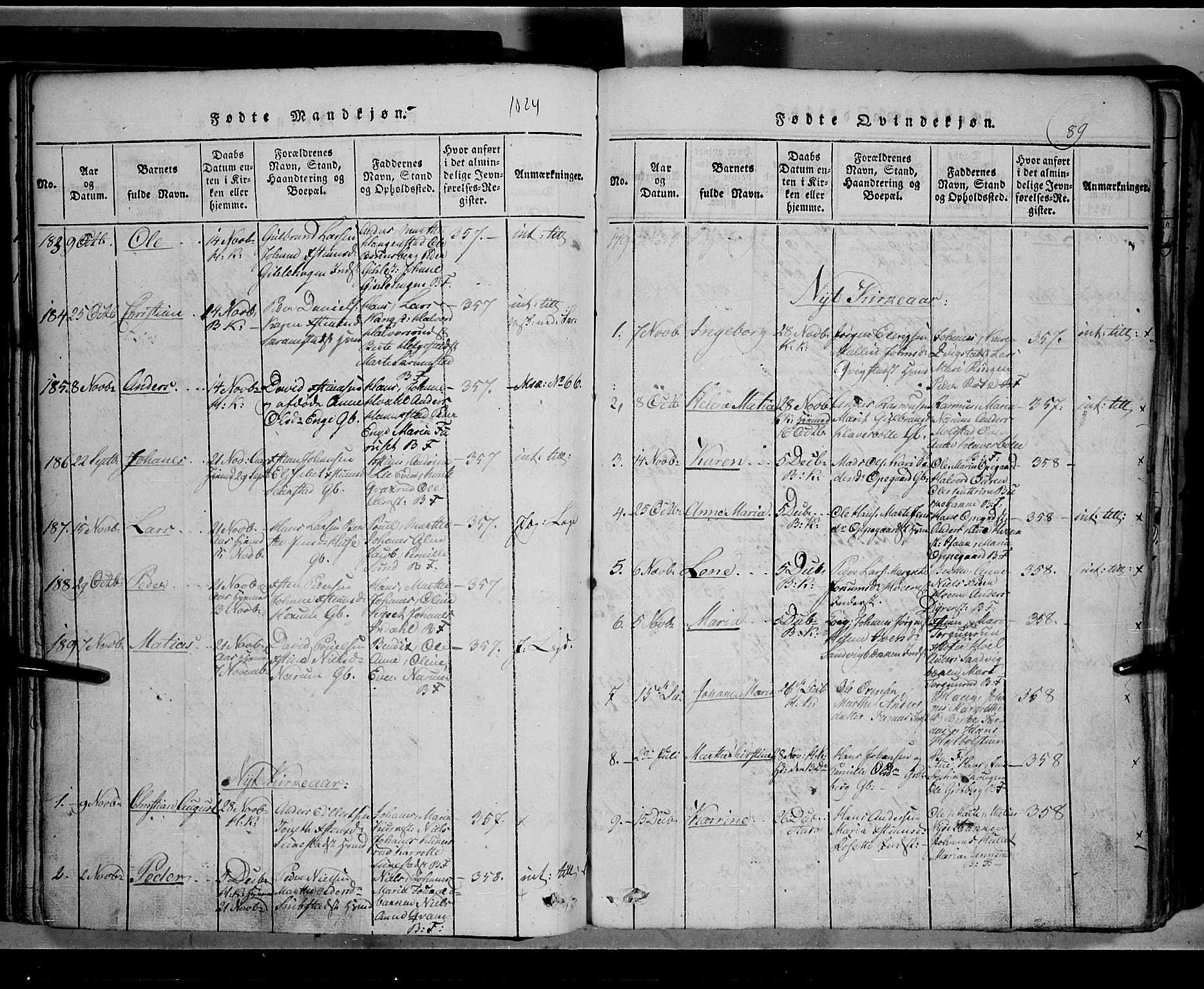 Toten prestekontor, SAH/PREST-102/H/Ha/Hab/L0002: Parish register (copy) no. 2, 1820-1827, p. 89