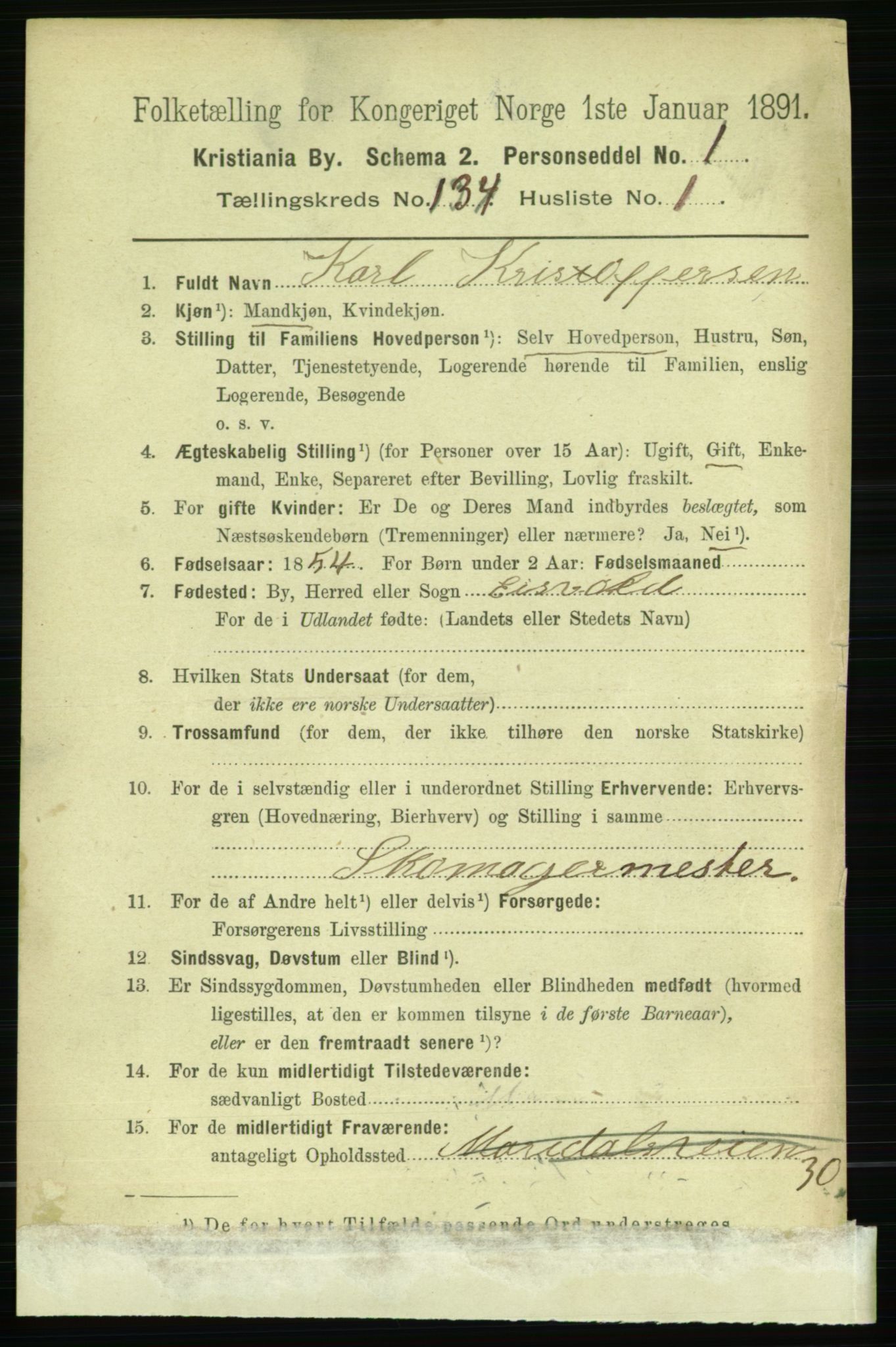 RA, 1891 census for 0301 Kristiania, 1891, p. 73506