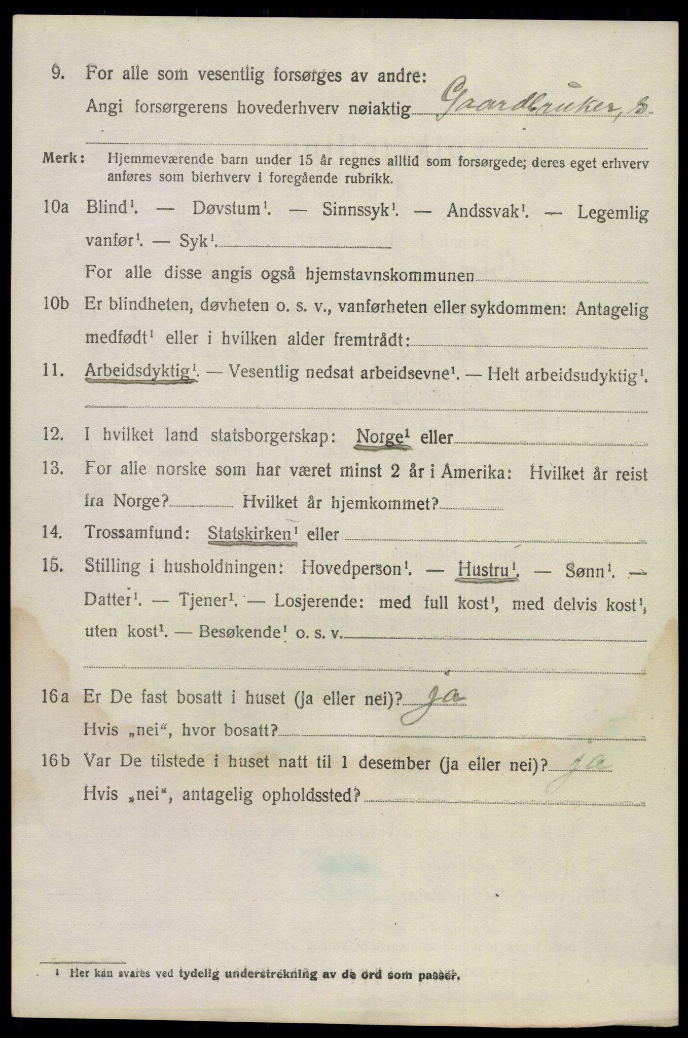 SAKO, 1920 census for Bamble, 1920, p. 4454