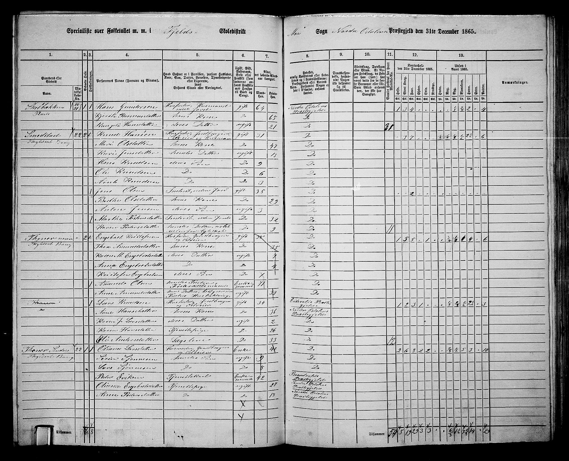 RA, 1865 census for Nord-Odal, 1865, p. 104