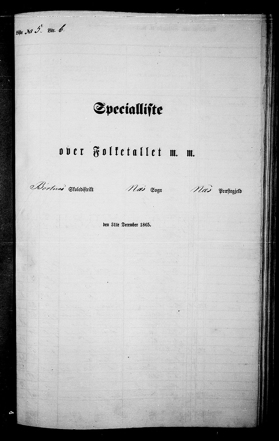 RA, 1865 census for Nes, 1865, p. 117