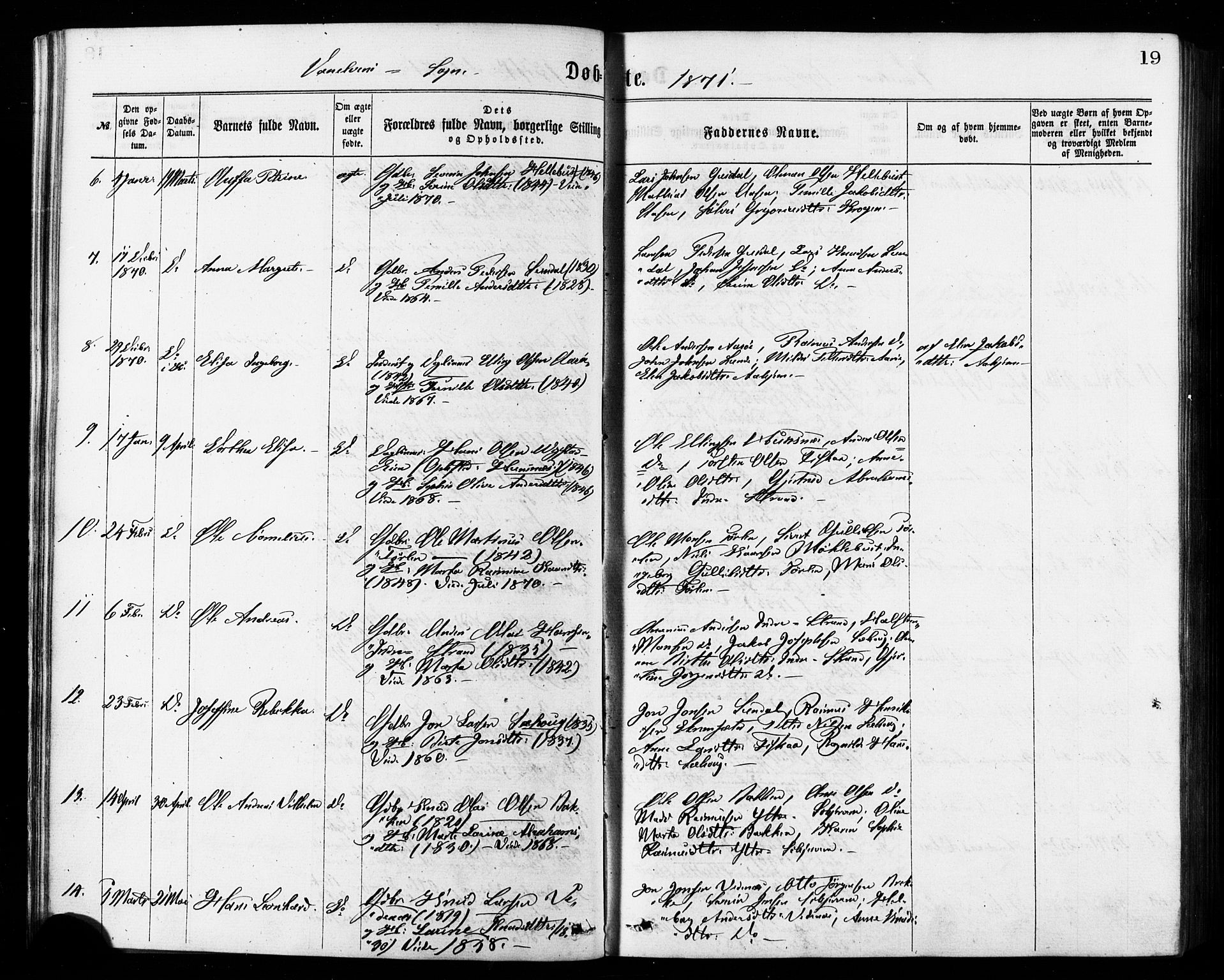 Ministerialprotokoller, klokkerbøker og fødselsregistre - Møre og Romsdal, AV/SAT-A-1454/501/L0007: Parish register (official) no. 501A07, 1868-1884, p. 19