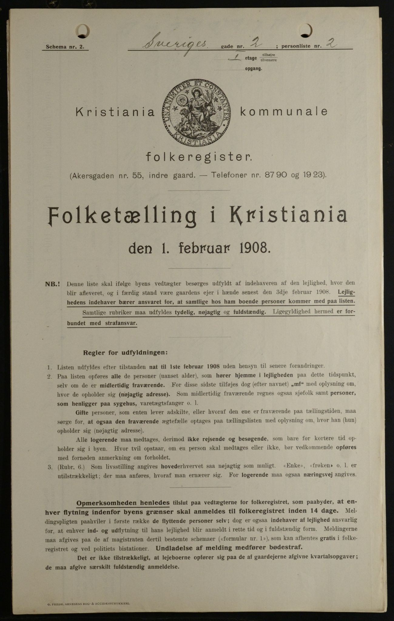 OBA, Municipal Census 1908 for Kristiania, 1908, p. 95116