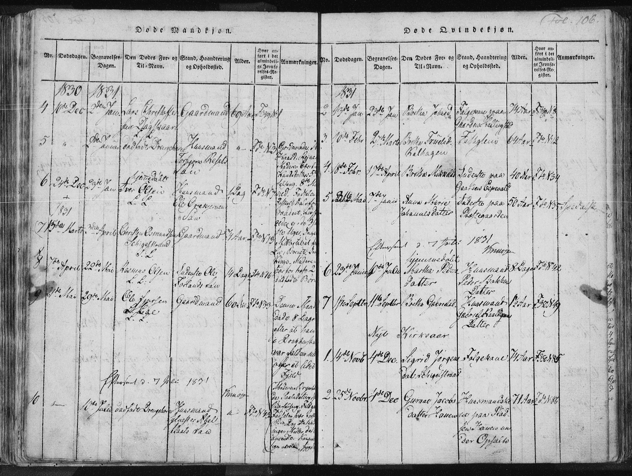 Vikedal sokneprestkontor, SAST/A-101840/01/IV: Parish register (official) no. A 3, 1817-1850, p. 106