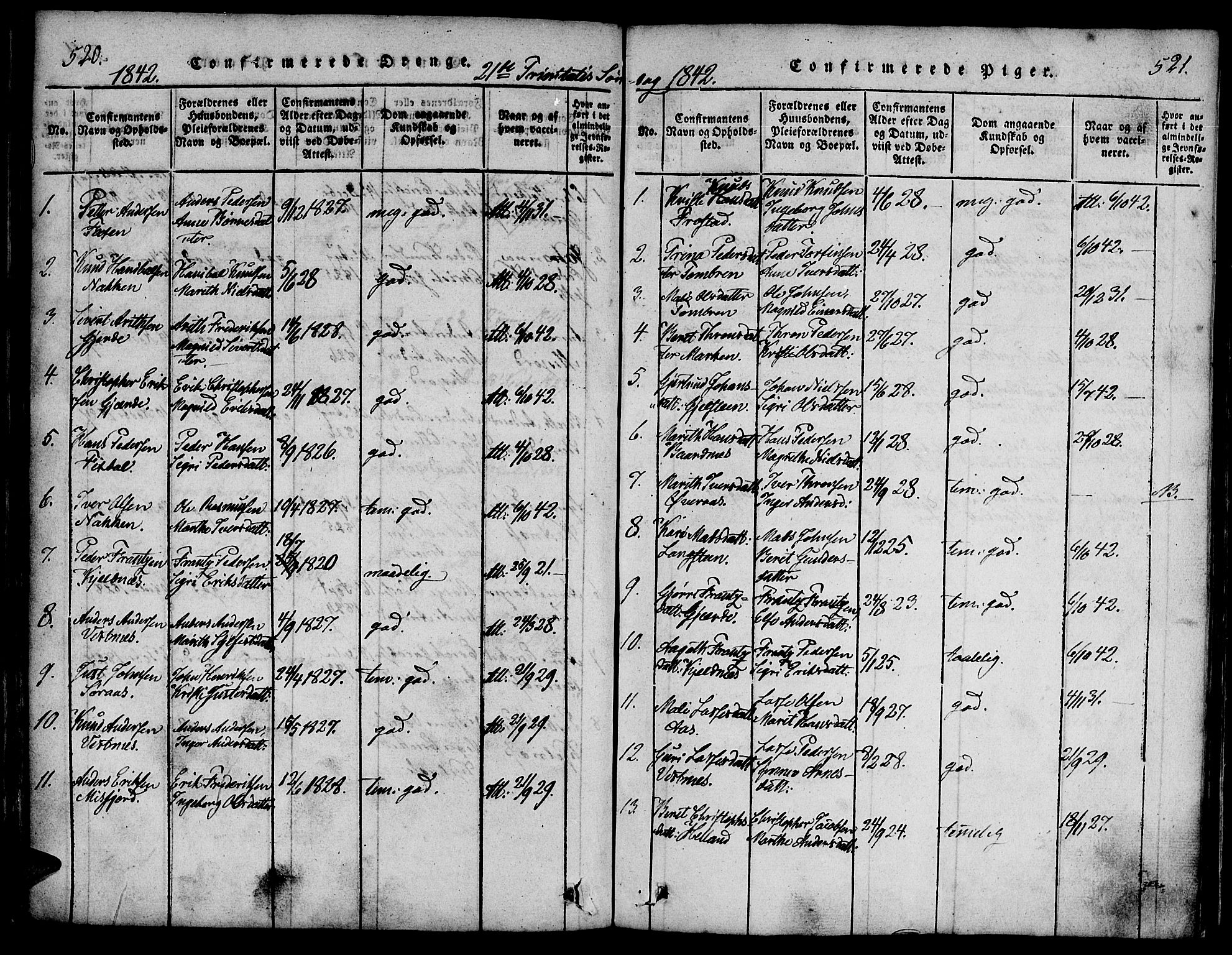 Ministerialprotokoller, klokkerbøker og fødselsregistre - Møre og Romsdal, AV/SAT-A-1454/539/L0528: Parish register (official) no. 539A01, 1818-1847, p. 520-521