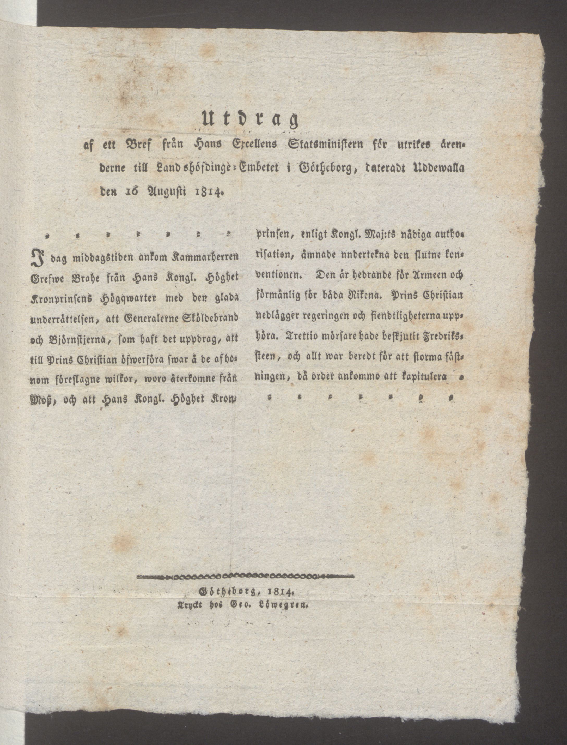 Foreign Office*, UKA/-/FO 38/16: Sir C. Gordon. Reports from Malmö, Jonkoping, and Helsingborg, 1814, p. 90