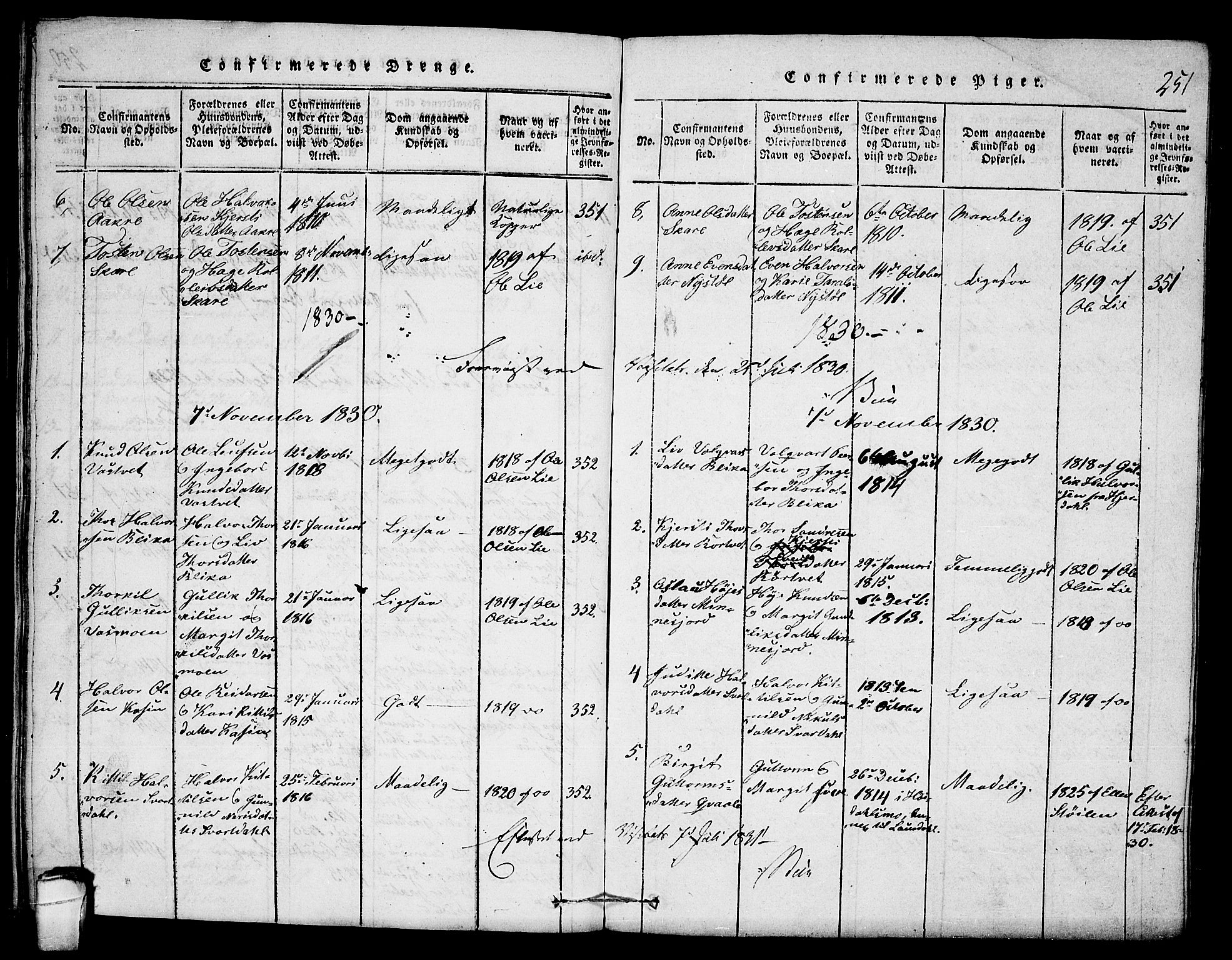Seljord kirkebøker, SAKO/A-20/F/Fb/L0001: Parish register (official) no. II 1, 1815-1831, p. 251