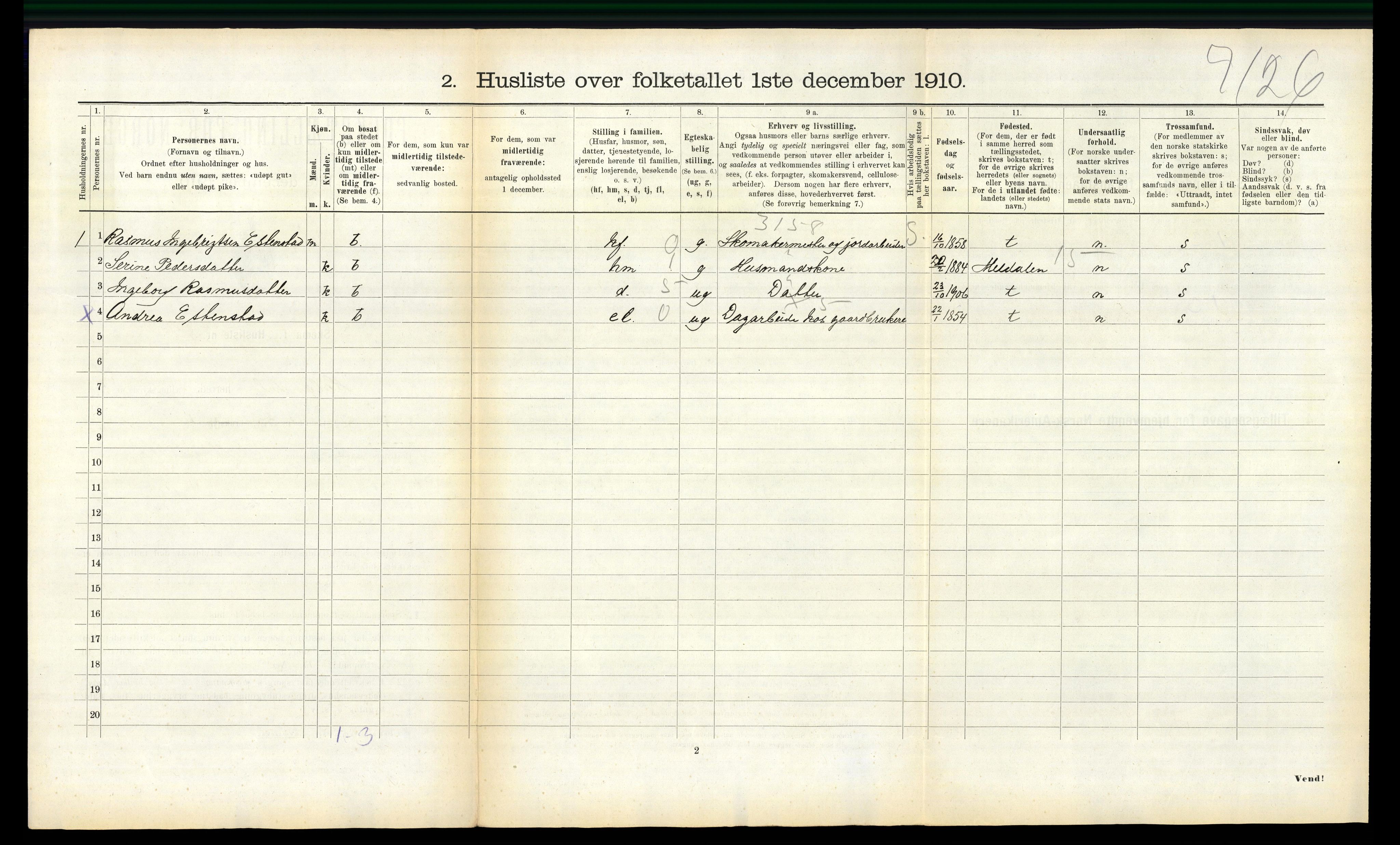 RA, 1910 census for Hølonda, 1910, p. 365