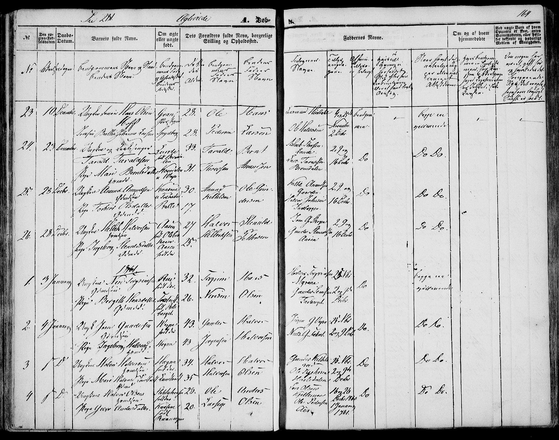 Bø kirkebøker, AV/SAKO-A-257/F/Fa/L0008: Parish register (official) no. 8, 1849-1861, p. 164