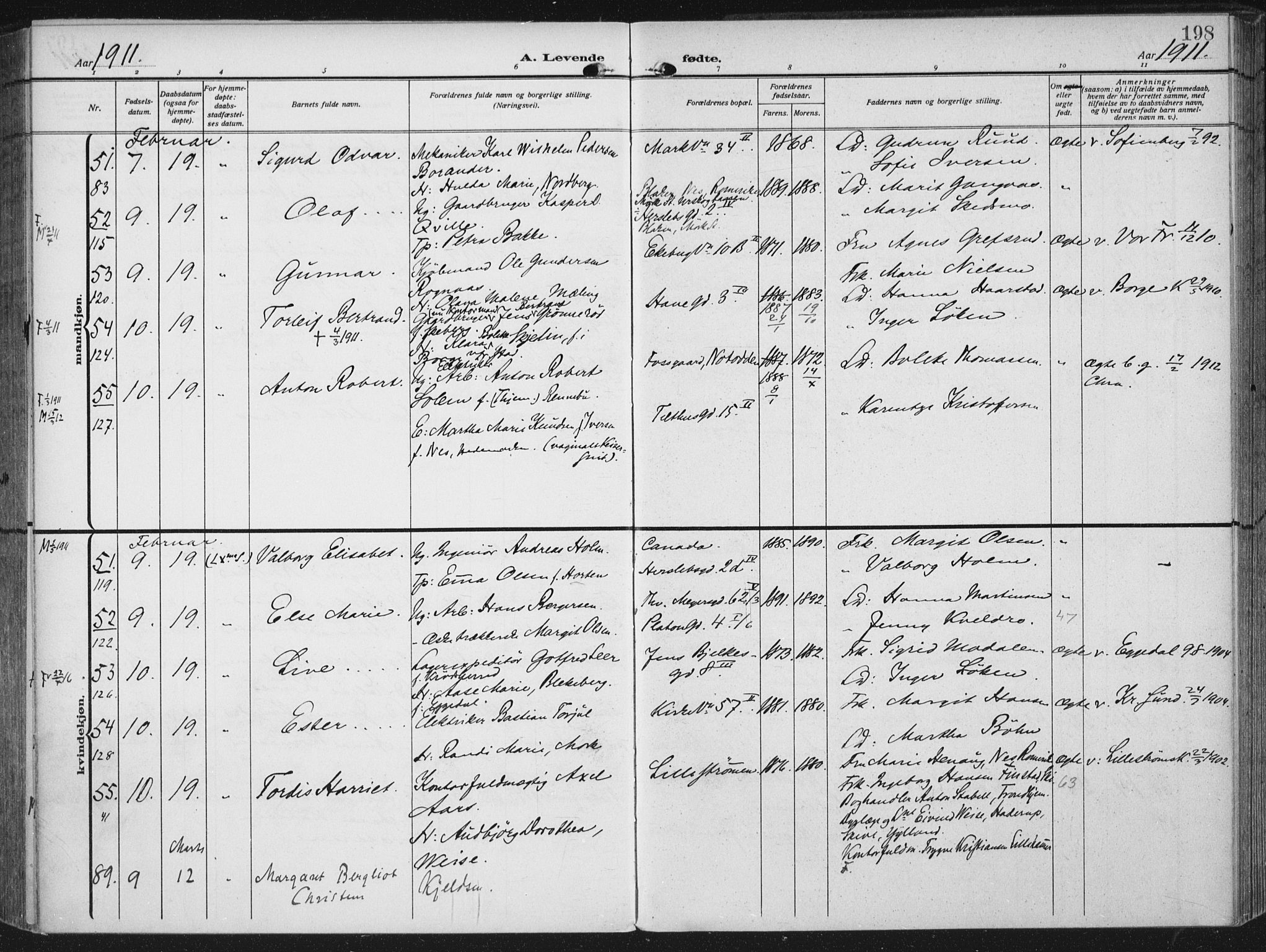 Rikshospitalet prestekontor Kirkebøker, AV/SAO-A-10309b/F/L0014: Parish register (official) no. 14, 1909-1912, p. 198