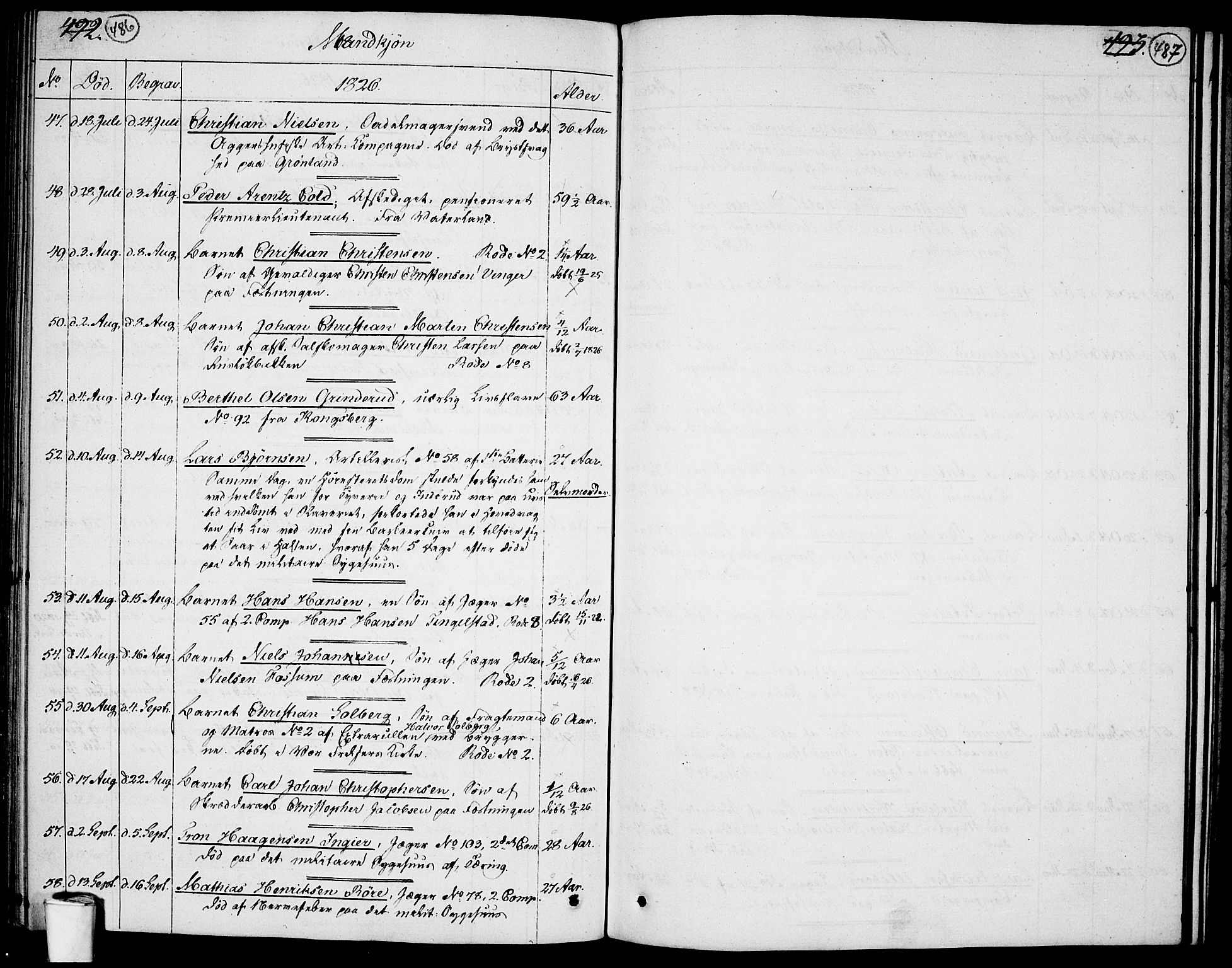 Garnisonsmenigheten Kirkebøker, AV/SAO-A-10846/F/Fa/L0004: Parish register (official) no. 4, 1820-1828, p. 486-487