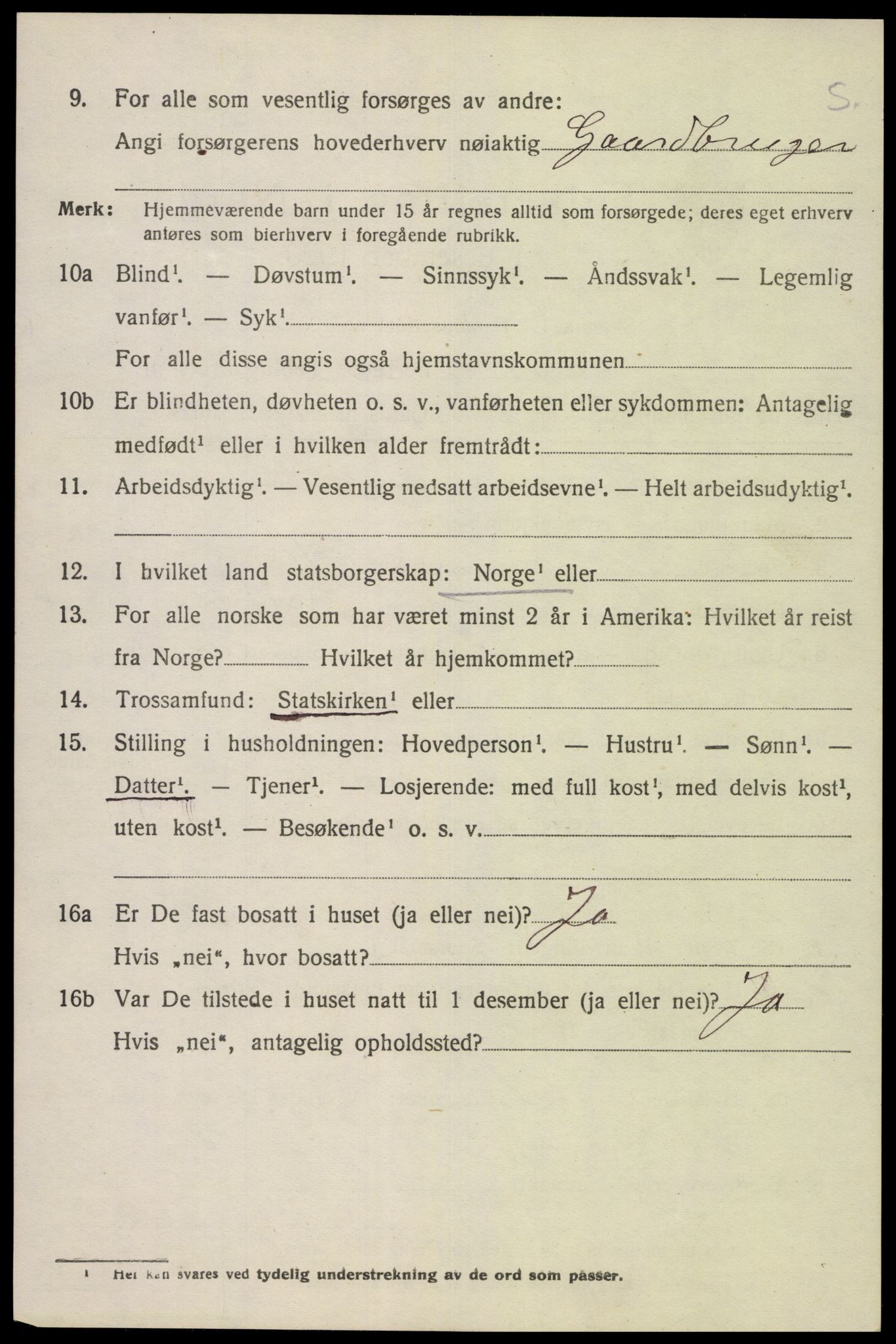 SAK, 1920 census for Kvås, 1920, p. 1323