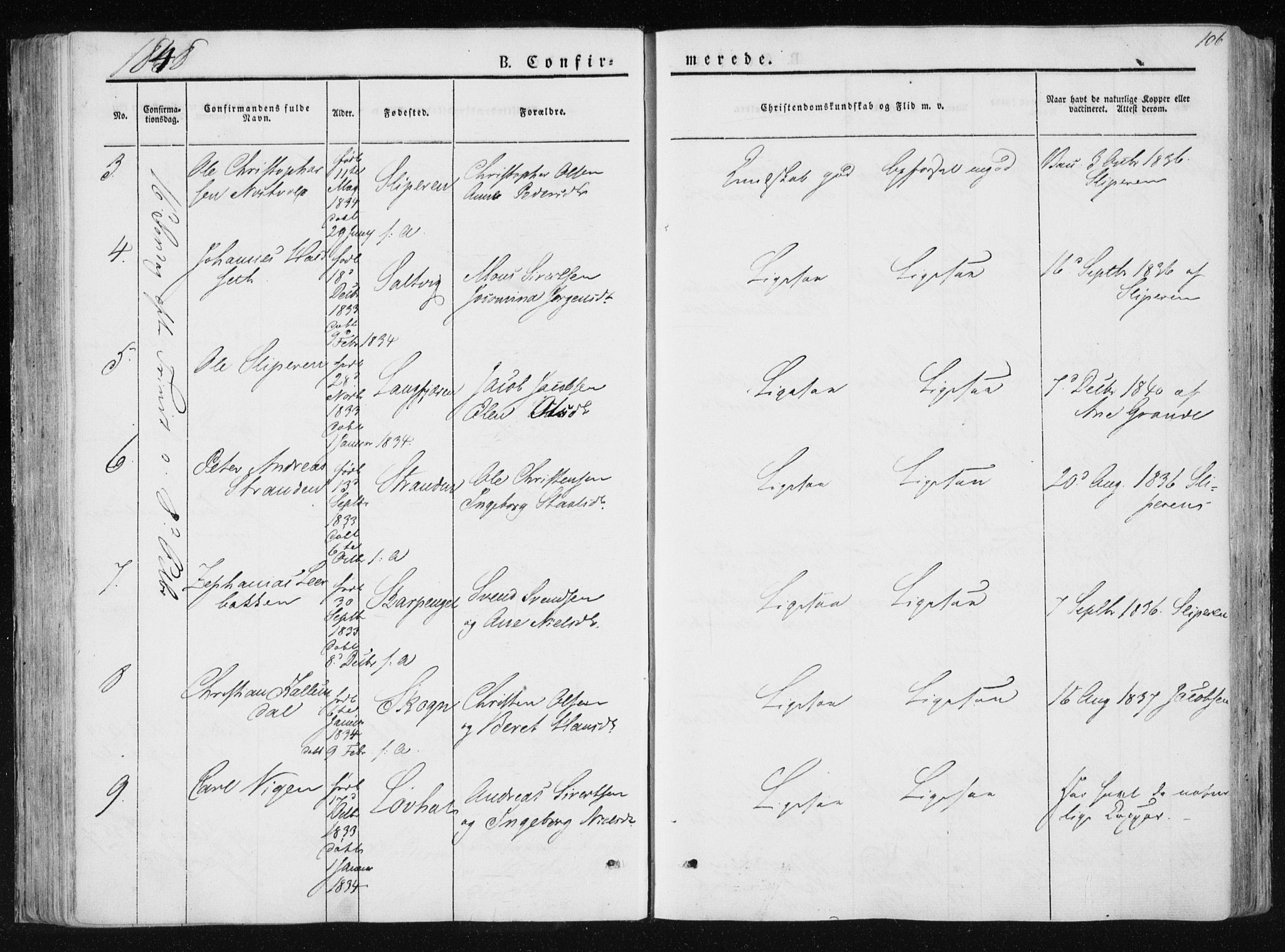 Ministerialprotokoller, klokkerbøker og fødselsregistre - Nord-Trøndelag, SAT/A-1458/733/L0323: Parish register (official) no. 733A02, 1843-1870, p. 106