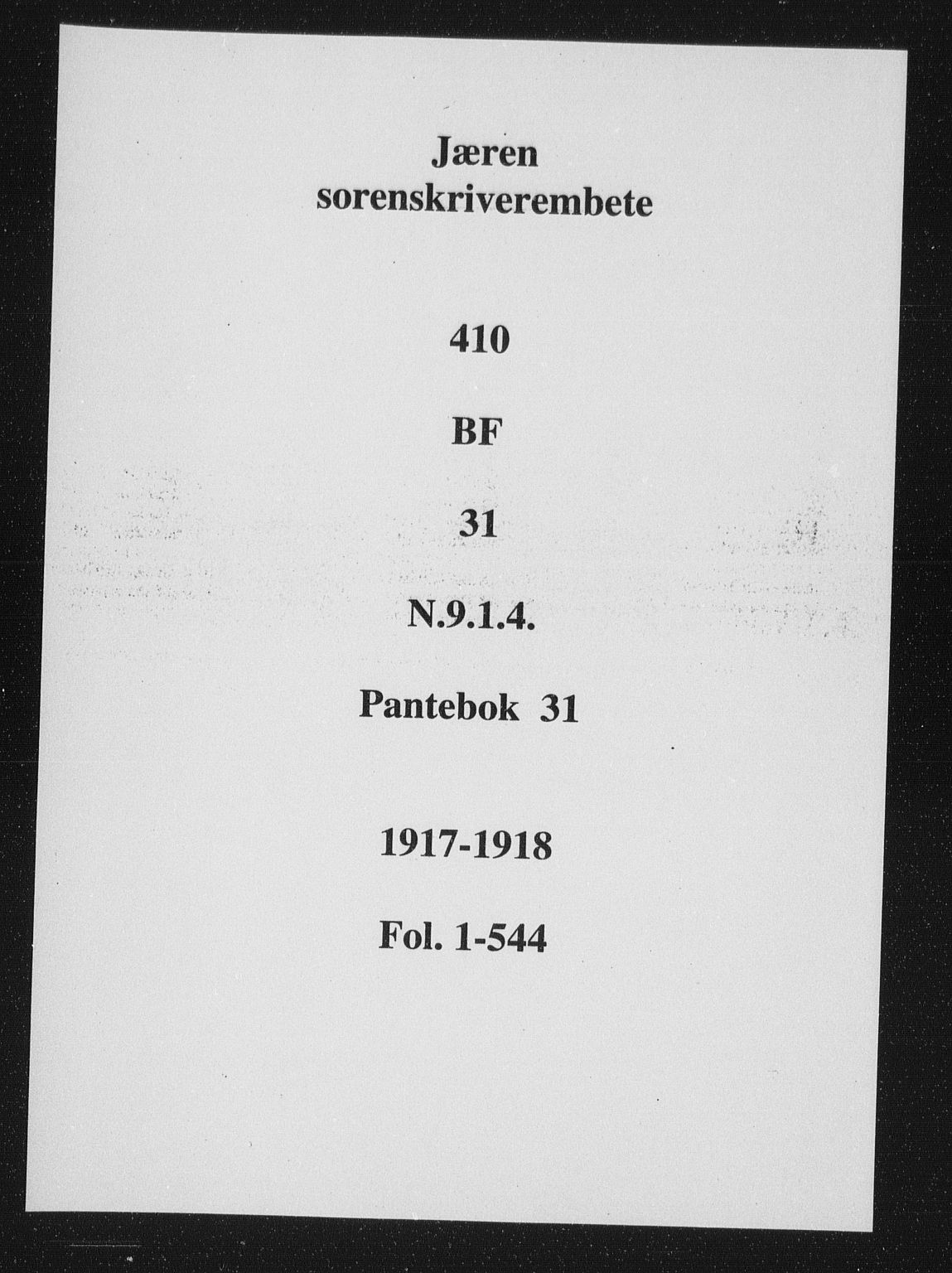 Jæren sorenskriveri, SAST/A-100310/01/4/41/41BF/L0031: Mortgage book no. 31a, 1917-1918