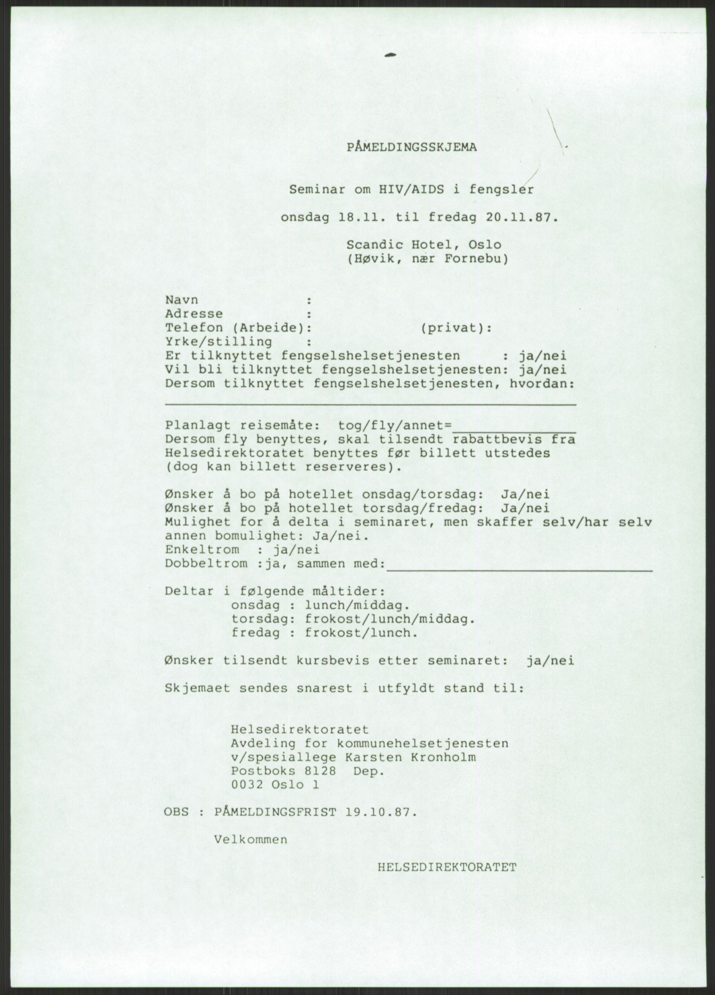 Sosialdepartementet, Administrasjons-, trygde-, plan- og helseavdelingen, RA/S-6179/D/L2240/0004: -- / 619 Diverse. HIV/AIDS, 1987, p. 459