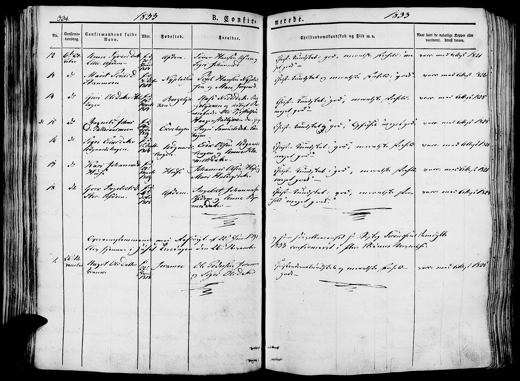 Lesja prestekontor, SAH/PREST-068/H/Ha/Haa/L0005: Parish register (official) no. 5, 1830-1842, p. 334