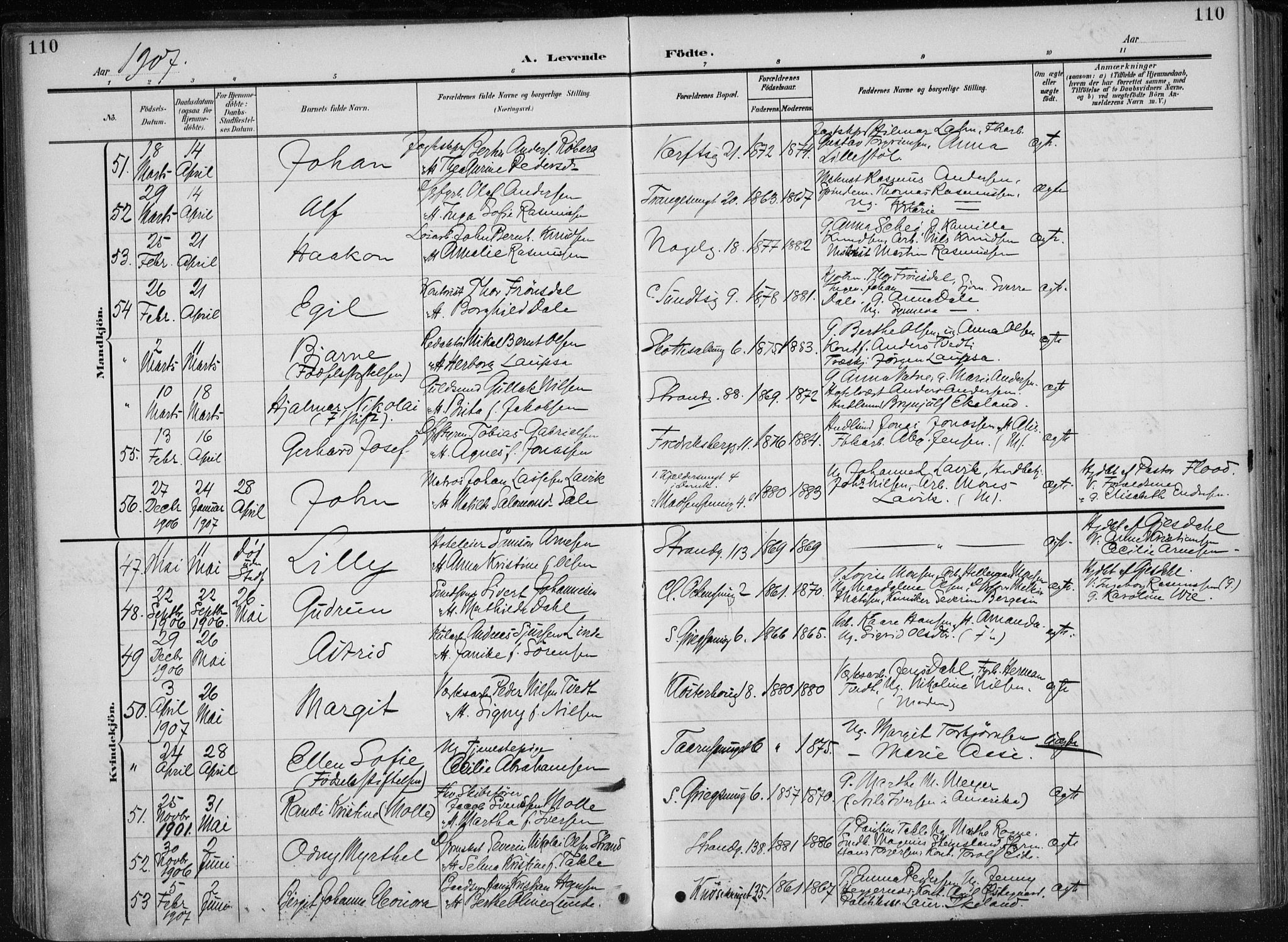 Nykirken Sokneprestembete, SAB/A-77101/H/Haa/L0019: Parish register (official) no. B 7, 1904-1916, p. 110
