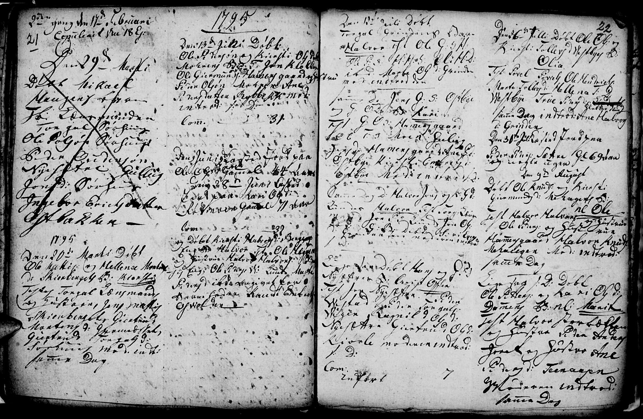 Trysil prestekontor, SAH/PREST-046/H/Ha/Hab/L0001: Parish register (copy) no. 1, 1781-1799, p. 21-22