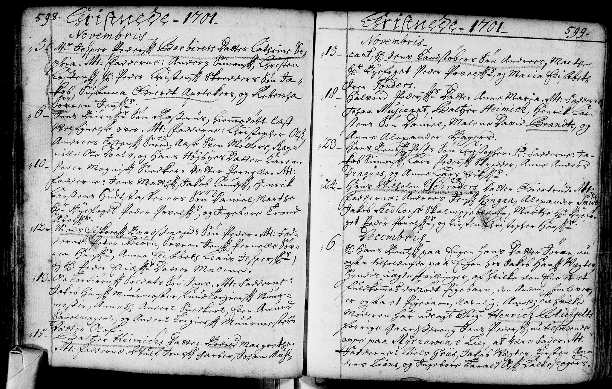 Bragernes kirkebøker, SAKO/A-6/F/Fa/L0002: Parish register (official) no. I 2, 1680-1705, p. 598-599