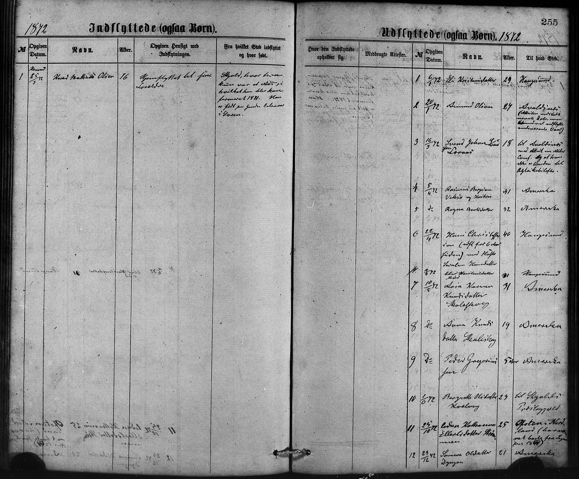 Sveio Sokneprestembete, SAB/A-78501/H/Haa: Parish register (official) no. B 1, 1870-1883, p. 255